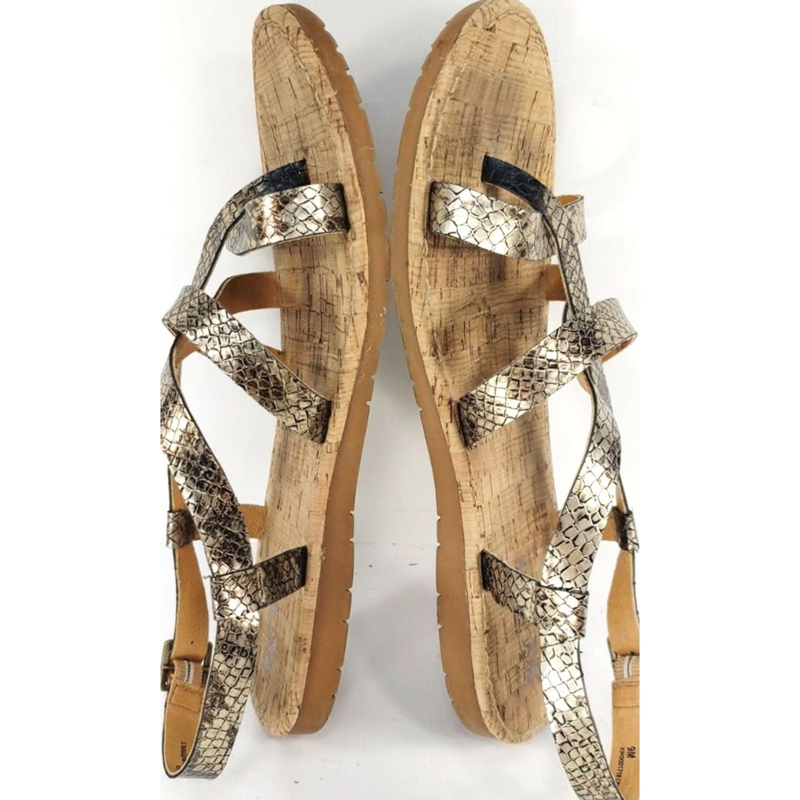 Vintage Korks Felicity Strappy Flat Bonze Snake Print Sandals Women's Size 9M Size US 9 / IT 39 - 7 Thumbnail
