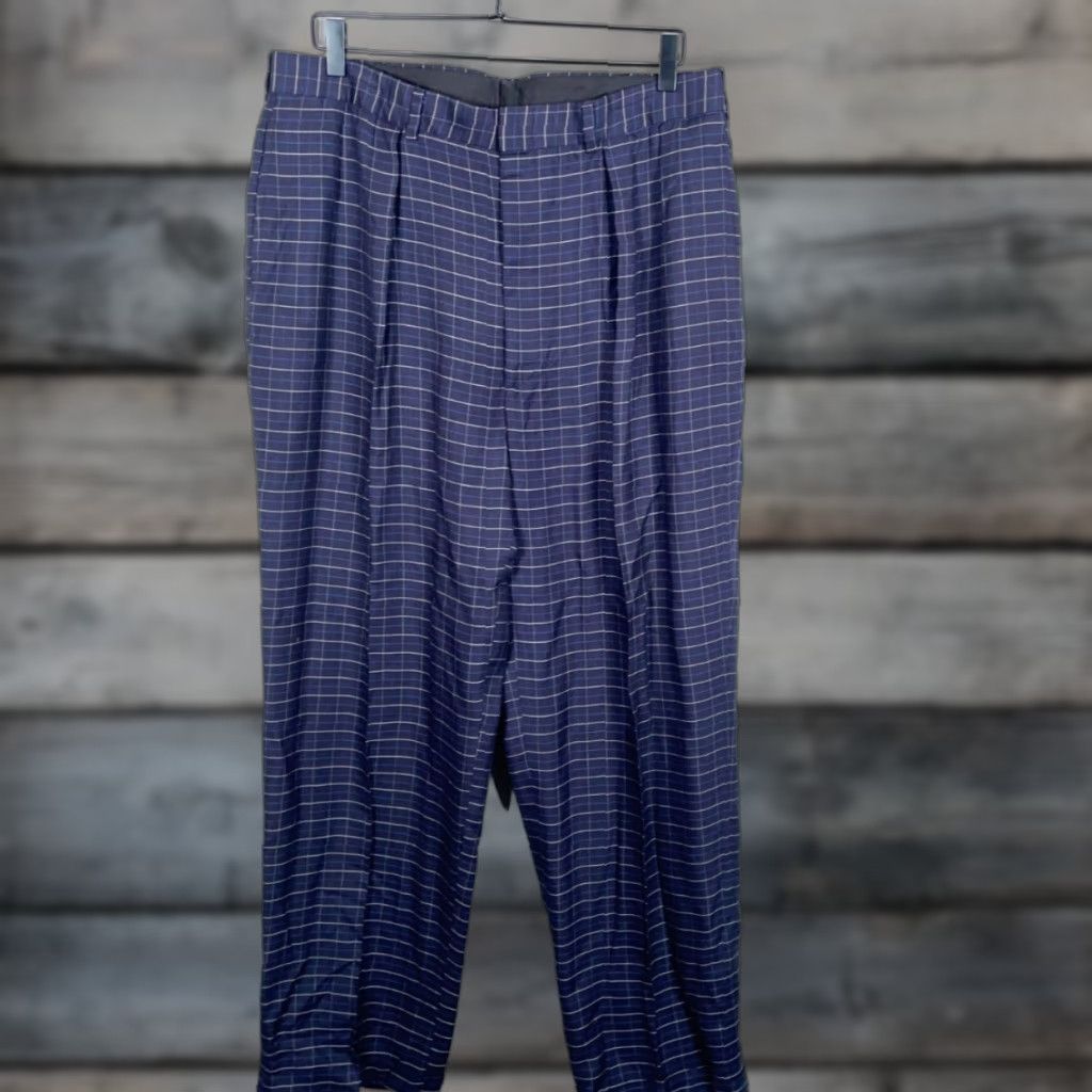 Polo Ralph Lauren VINTAGE Polo Ralph Lauren Wool Pleated Trousers Men 34 x 32 Blue Check Pants USA Made Size US S / EU 44-46 / 1 - 1 Thumbnail