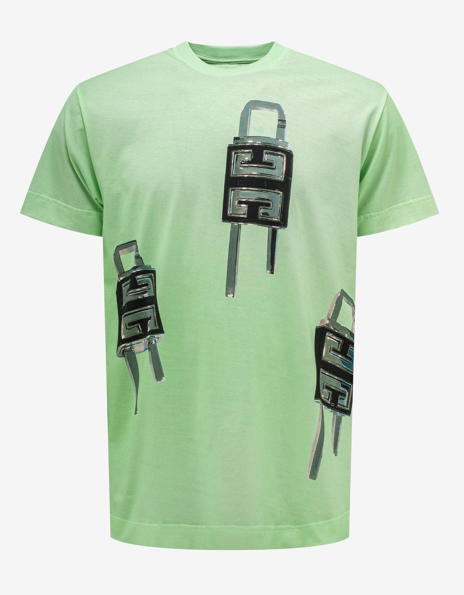 image of Givenchy Green 4G Padlock Print T-Shirt, Men's (Size Small)