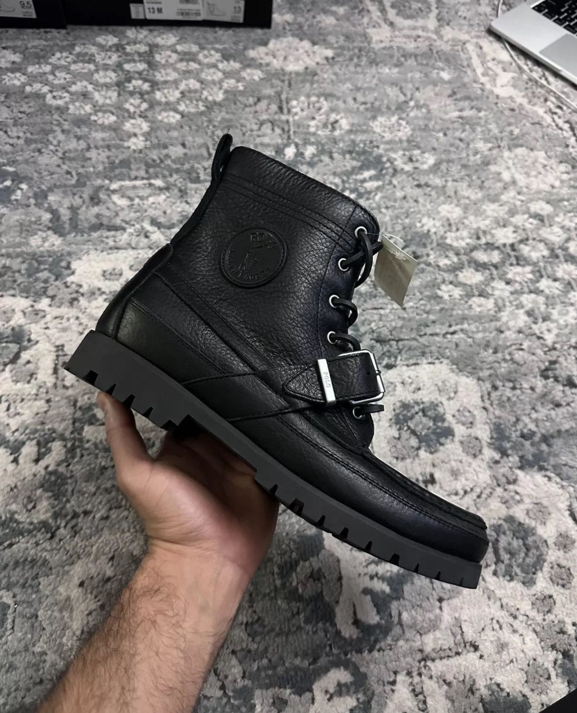 Polo Ralph Lauren Polo Ralph Lauren Men’s Ranger Tumbled Leather Black 9.5D Size US 9.5 / EU 42-43 - 7 Thumbnail