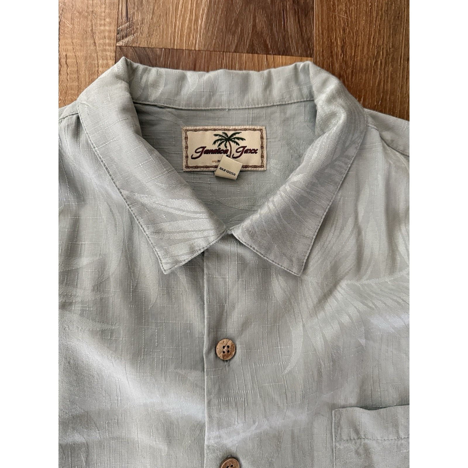 Other Jamaica Jaxx Men's Light Green Silk Button Down SS Shirt Size US L / EU 52-54 / 3 - 9 Thumbnail