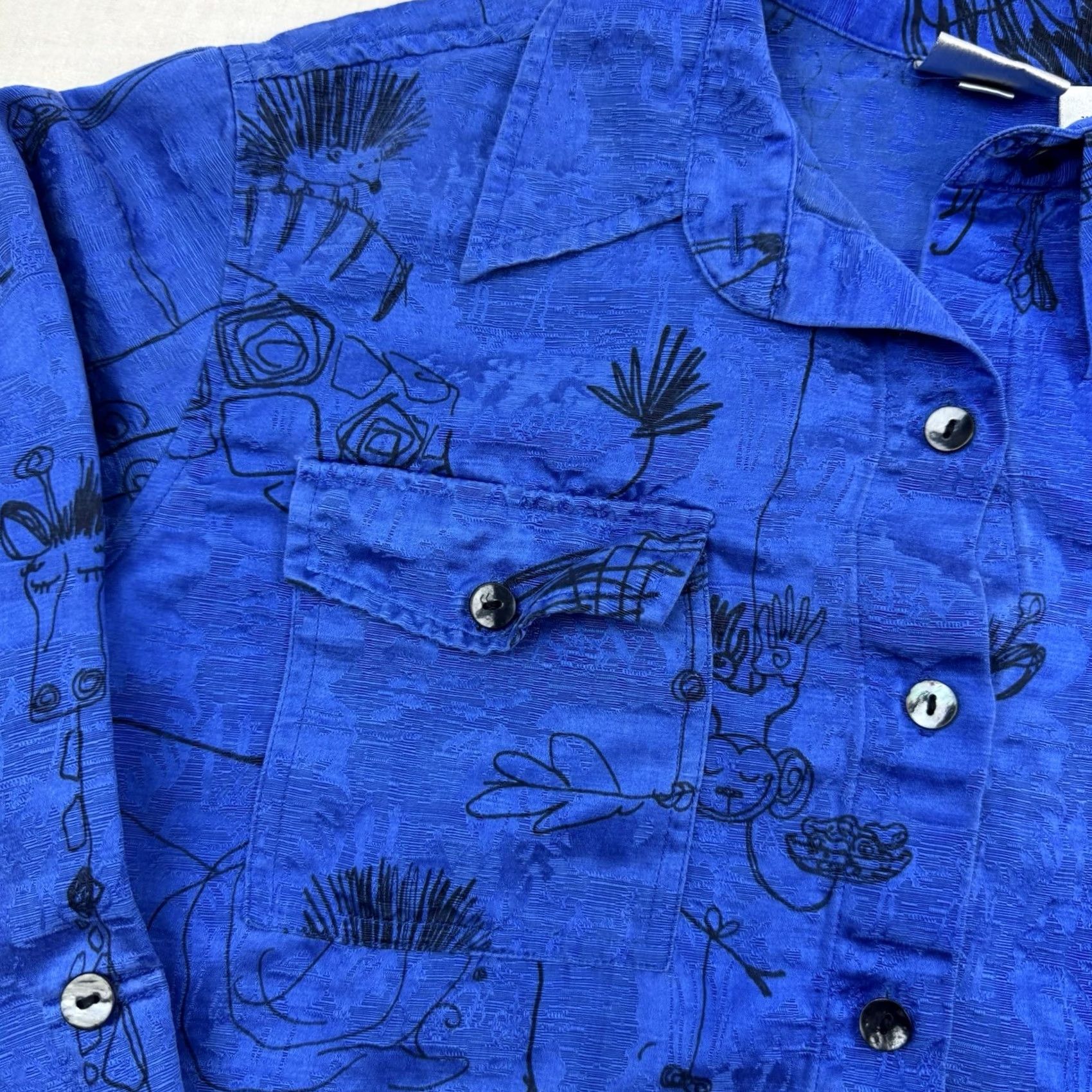 Vintage VINTAGE Chicos Button Up Shirt Womens Size 1 Silk Linen Blend Animals Nature Hipster Blue Size XS / US 0-2 / IT 36-38 - 3 Thumbnail
