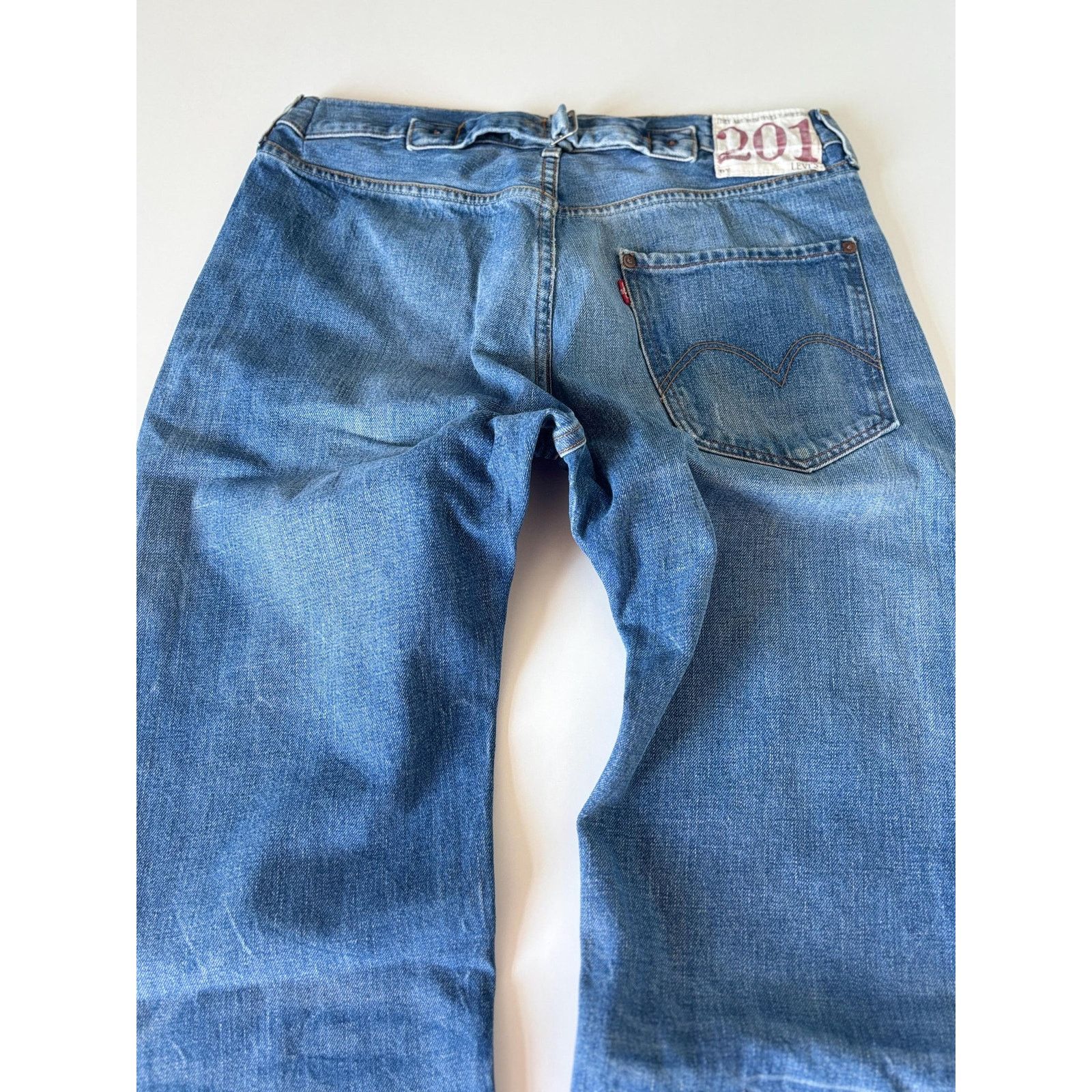 Levi's × Levi's Vintage Clothing Vintage Levi’s 201 Cinch Back Jeans Rare Repro Denim Size US 32 / EU 48 - 3 Thumbnail