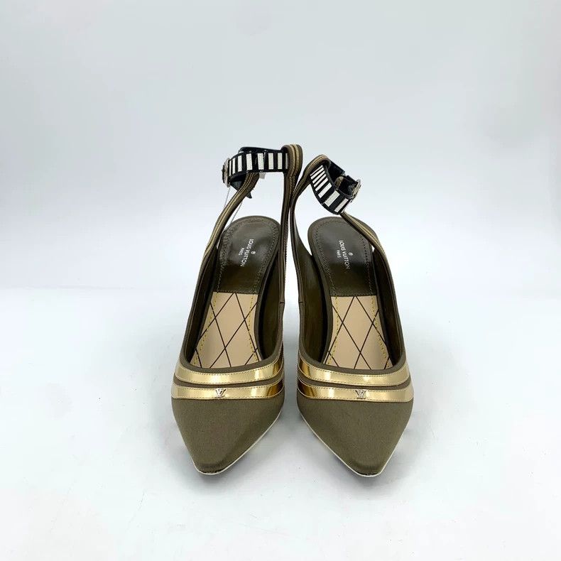 Louis Vuitton Louis Vuitton Dark green chunky high-heeled sandals with p Size US 7 / IT 37 - 3 Thumbnail
