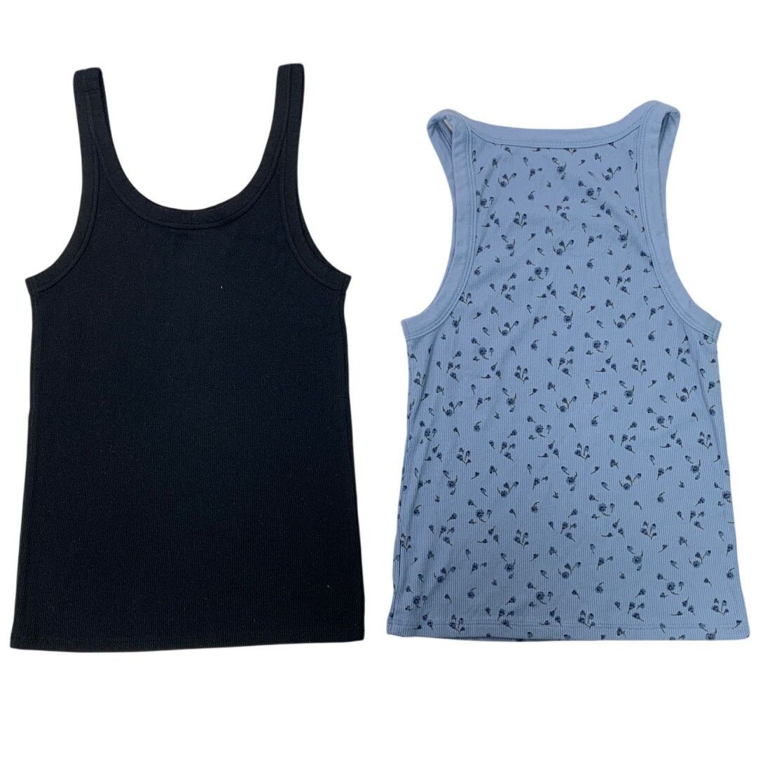 American Eagle Outfitters 2 New American Eagle Womens Small Floral Ribbed Tank Tops Size S / US 4 / IT 40 - 2 Thumbnail