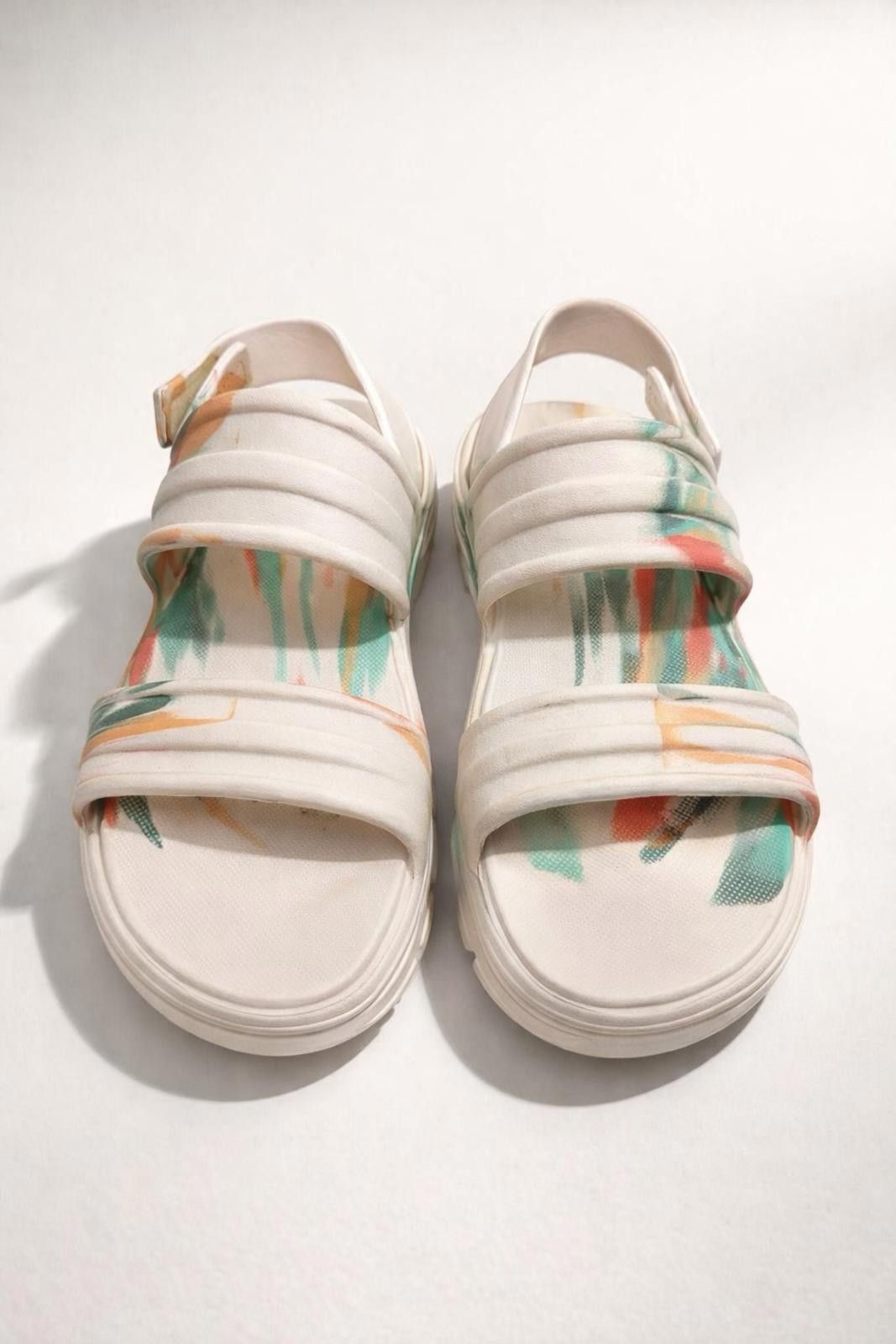 Hunter Bloom Algae Marble Adj Strap Sandals Size UK 4 / US 6