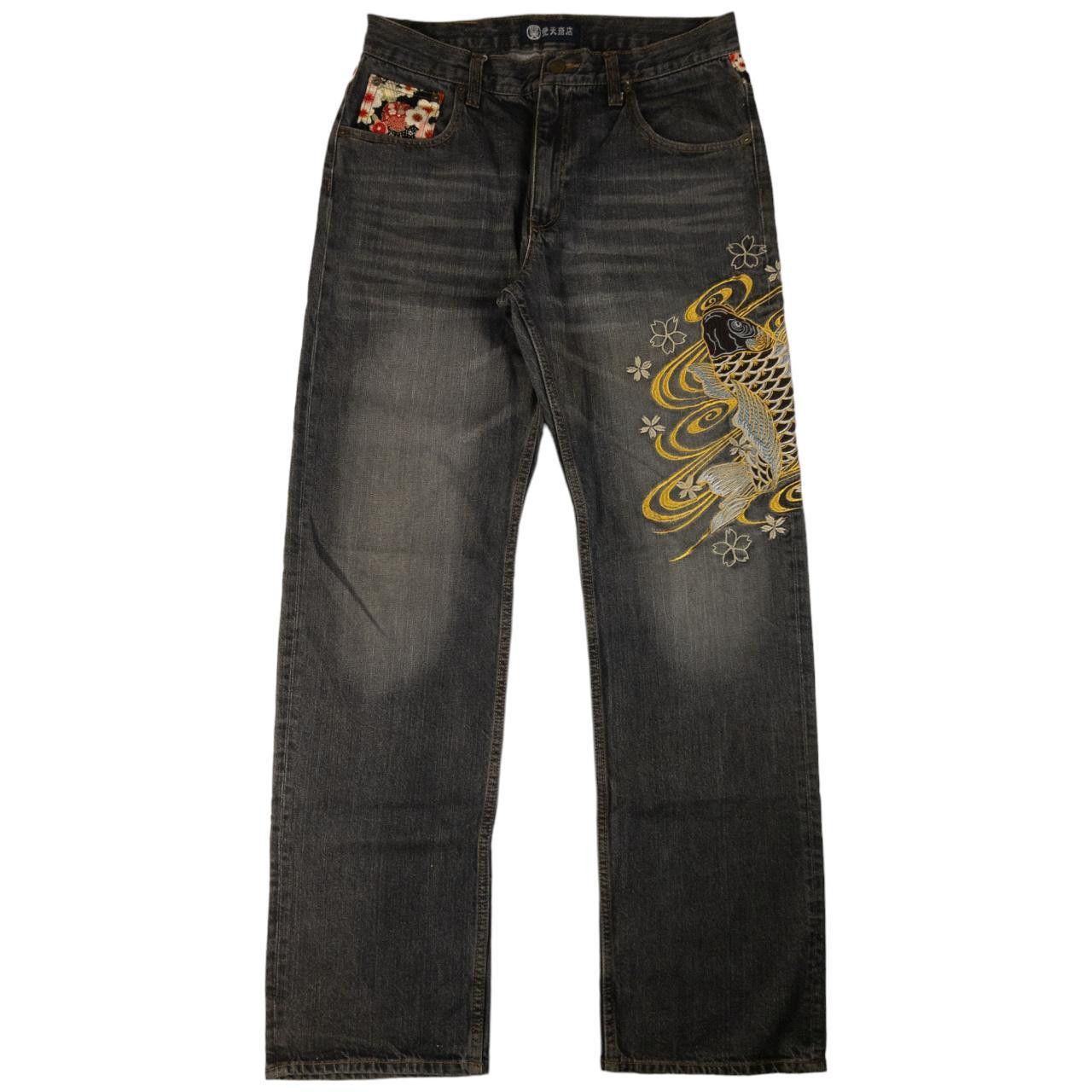 Other Vintage Koi Fish Embroidered Japanese Denim Jeans Size W32 Size US 32 / EU 48 - 4 Thumbnail