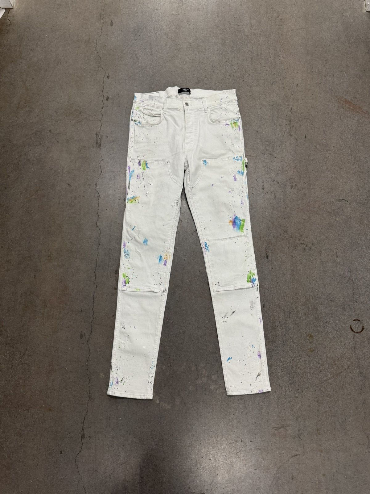 Amiri MX1 DOUBLE KNEE PAINT SPLATTER JEANS WHITE Size US 36 / EU 52 - 1 Thumbnail