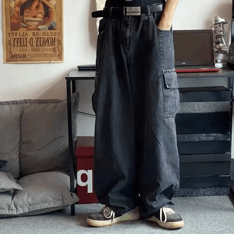 Japanese Brand × Vintage Baggy Black Cargo Pants Jeans Hip Hop Harajuku Y2k Retro Size US 30 / EU 46 - 3 Thumbnail
