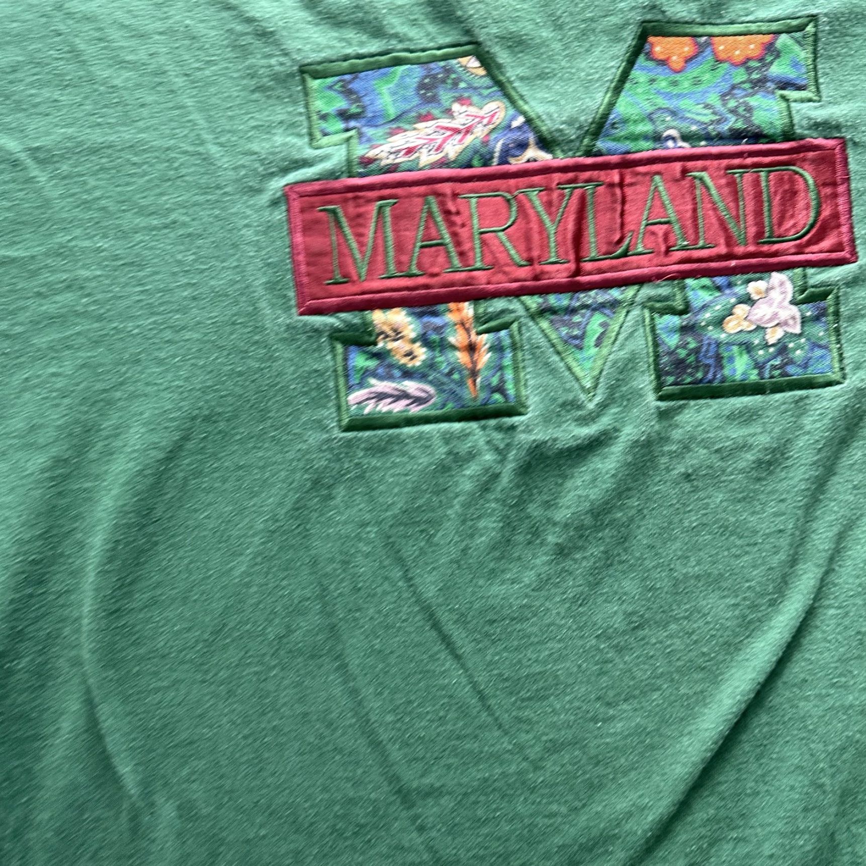 Vintage VINTAGE Maryland Shirt 90s Green Floral Graphic T-Shirt Mens 2XL Size US XXL / EU 58 / 5 - 5 Thumbnail