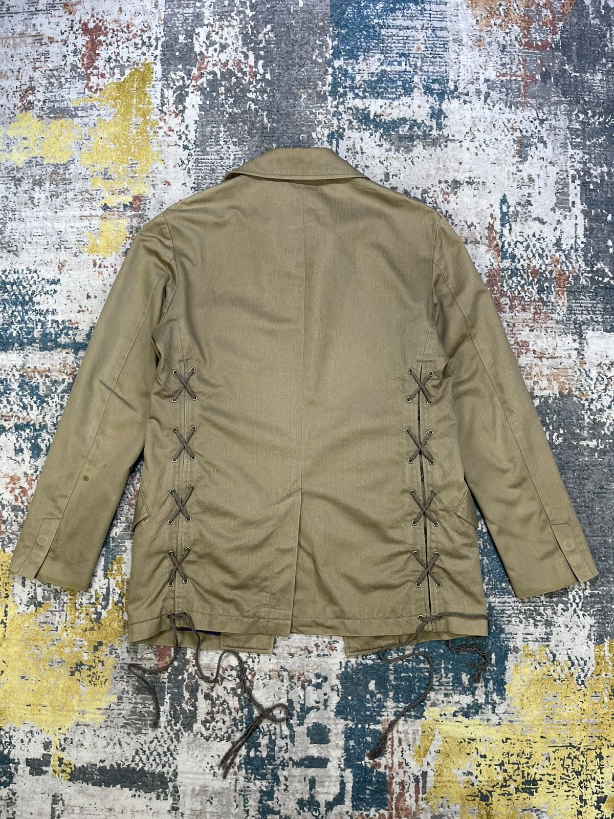 Japanese Brand Swingin Slily Herringbone Laced Gusset Jacket Size US M / EU 48-50 / 2 - 2 Thumbnail