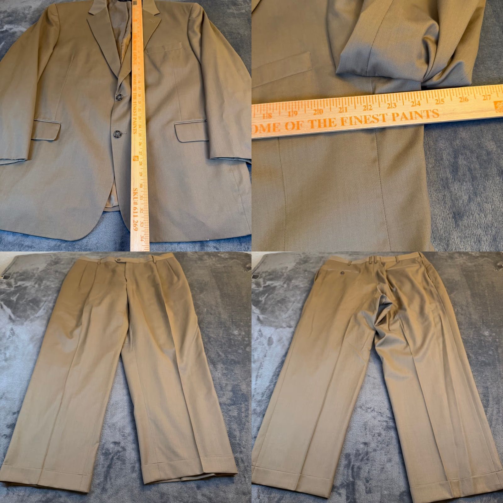 Jos. A. Bank VINTAGE not applicable; use provided: JOS A BANK Tan Two Piece Suit Jacket Pants Formal Business Mens 46R 36x28" Size 46R - 9 Thumbnail