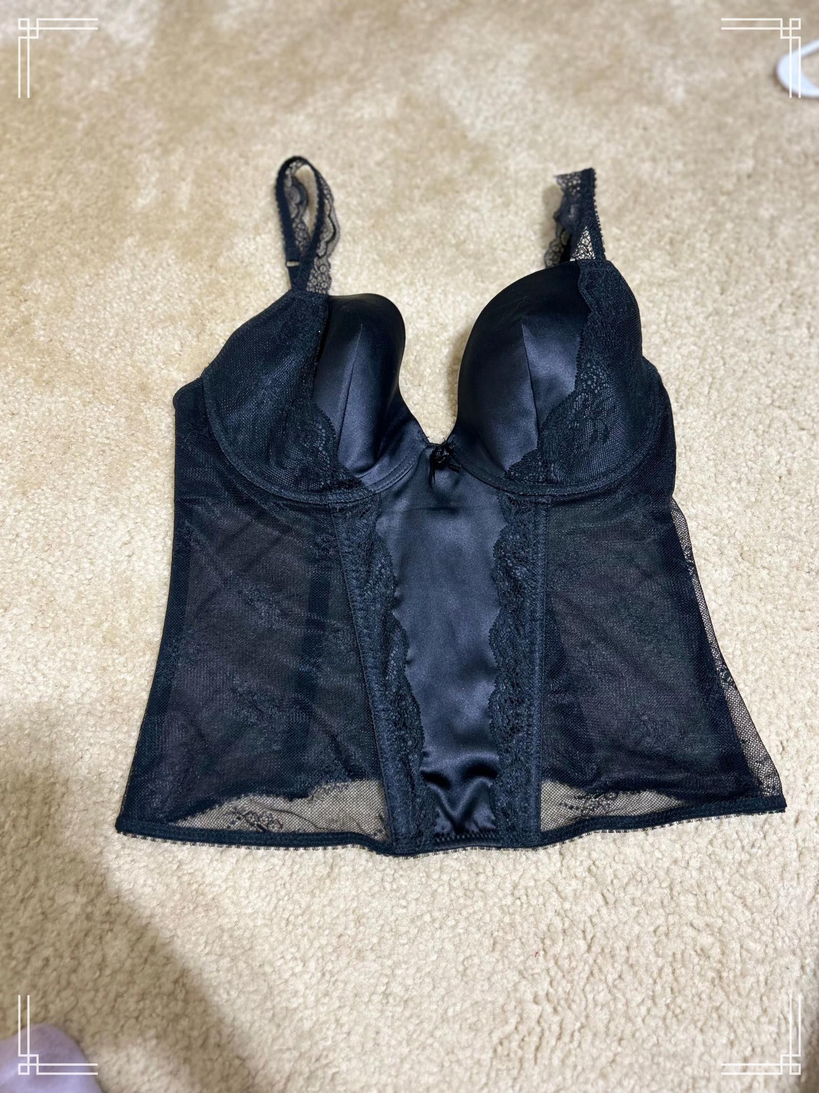 Designer La Senza Black Lace Bustier Top - Size Large Size L / US 10 / IT 46 - 1 Thumbnail