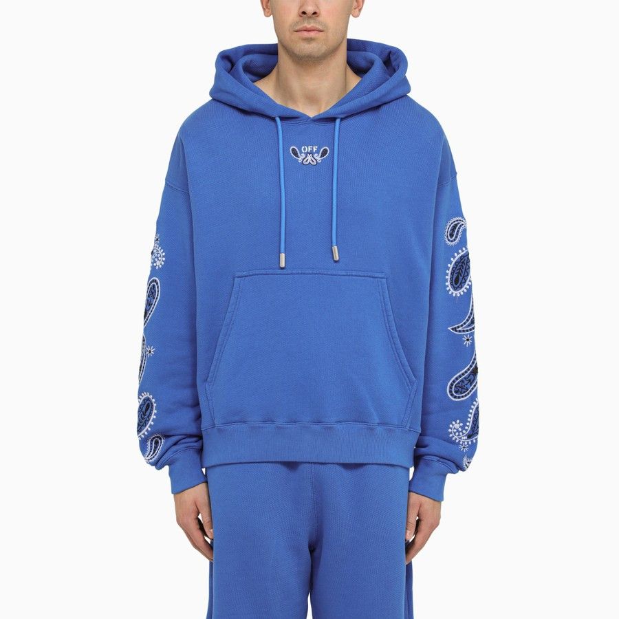 image of Off White O1D2Blof0424 Logo Hoodies In Blue, Men's (Size Medium)