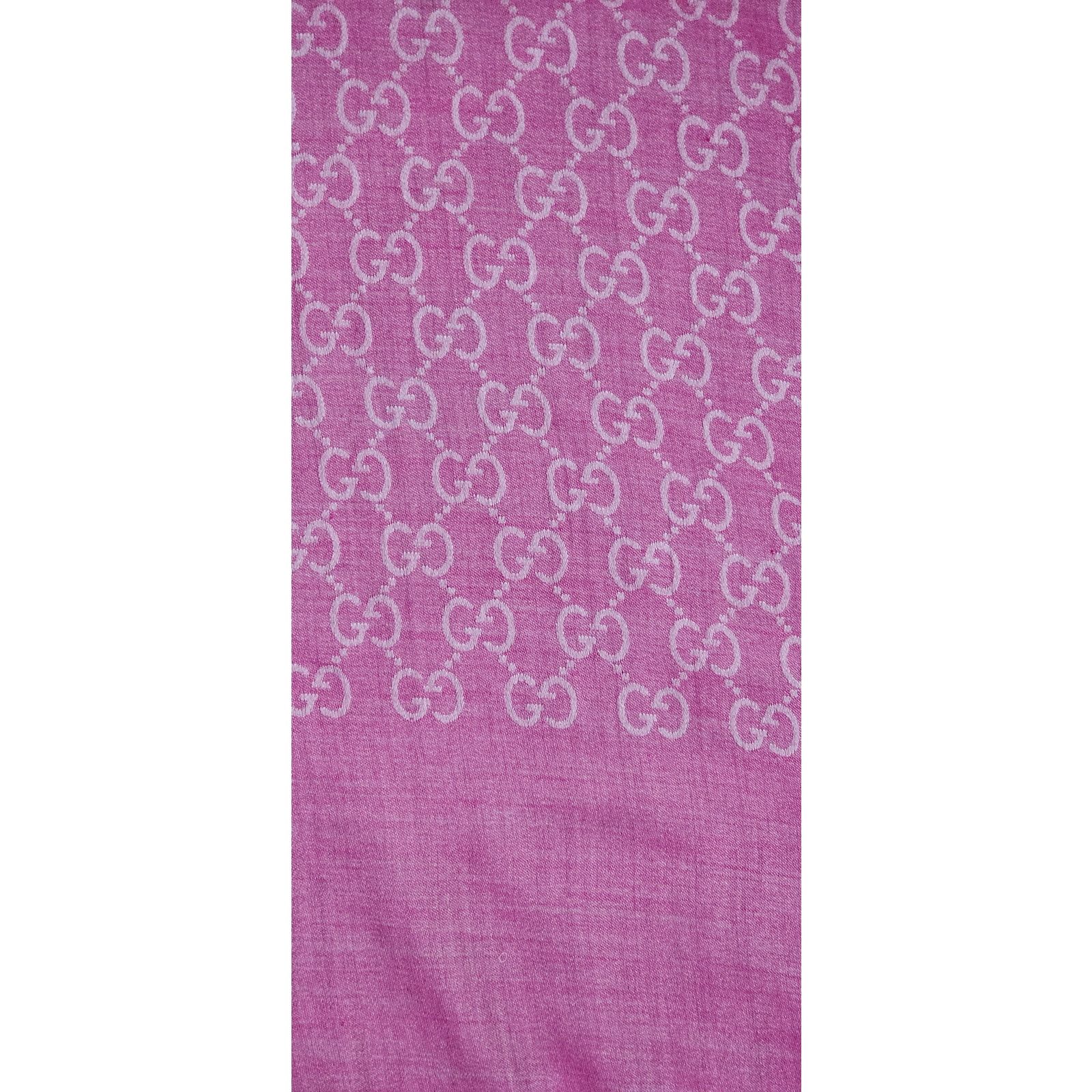 Hermes GUCCI Pink Jacquard Logo GG Wool Silk Scarf Size ONE SIZE - 9 Thumbnail