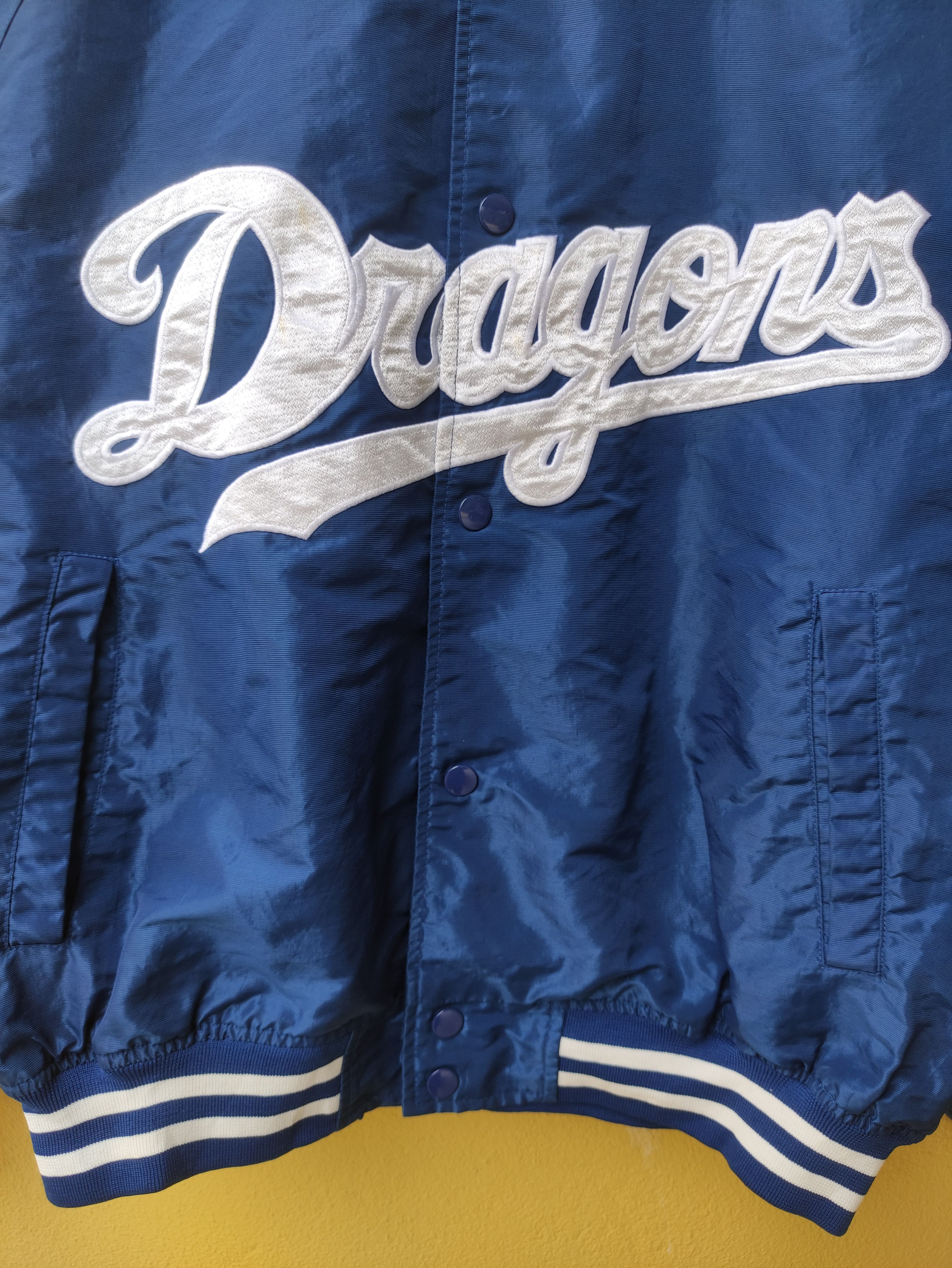 Japanese Brand 🔥 RARE CHUNICHI DRAGONS BASEBALL BOMBER JACKET Size US L / EU 52-54 / 3 - 3 Thumbnail