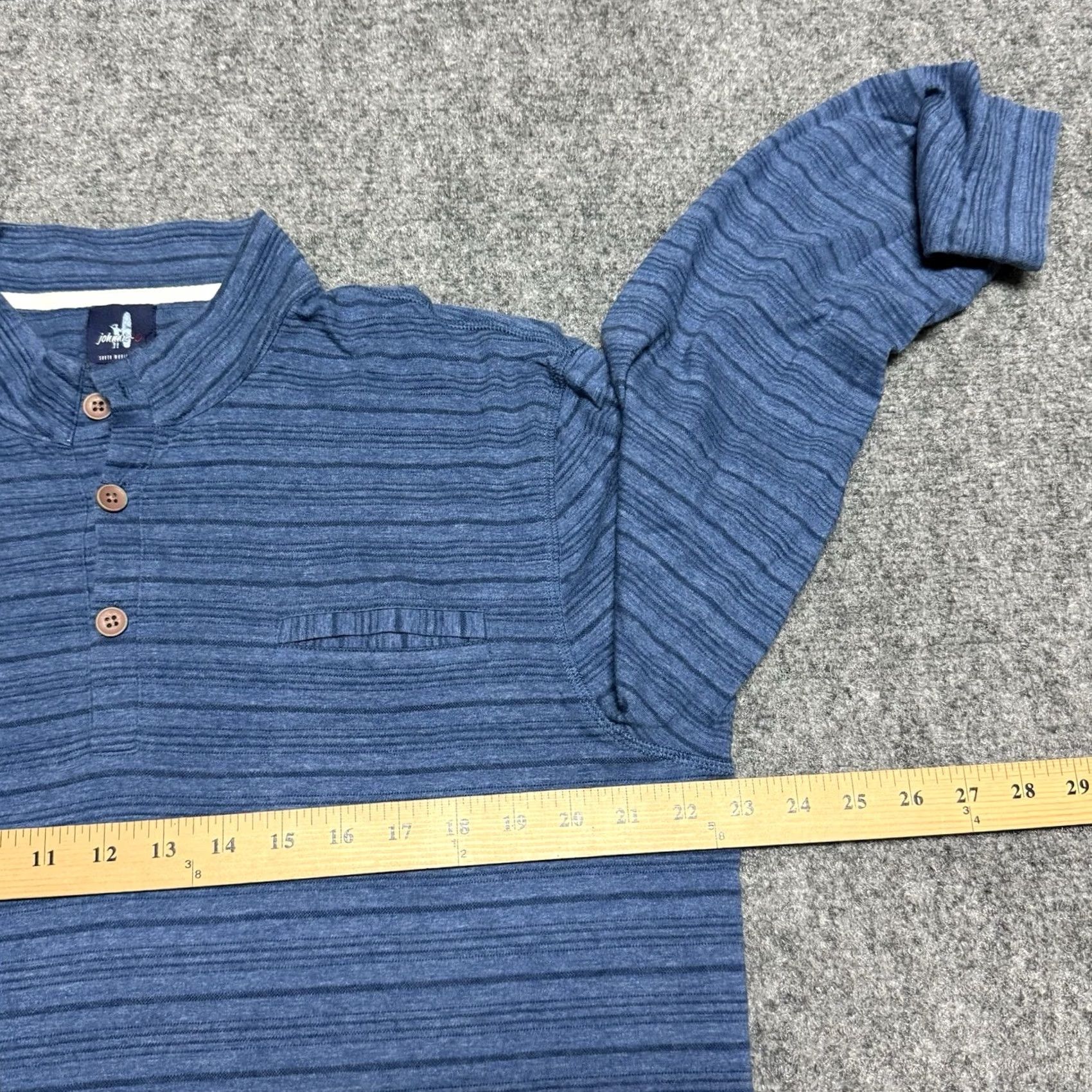 johnnie-O johnnie-O Shirt Mens Large Blue Striped Henley Long Sleeve Cotton Pullover Size US L / EU 52-54 / 3 - 5 Thumbnail