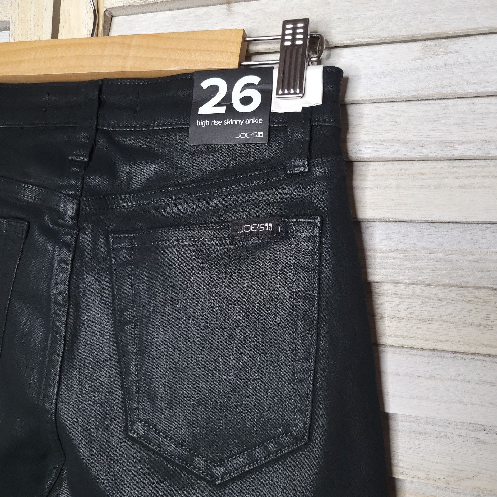 Anthropologie NWT JOE’s Coated High Rise Skinny Jeans 26 Charlie raw hem Size 26" / US 2 / IT 38 - 4 Thumbnail