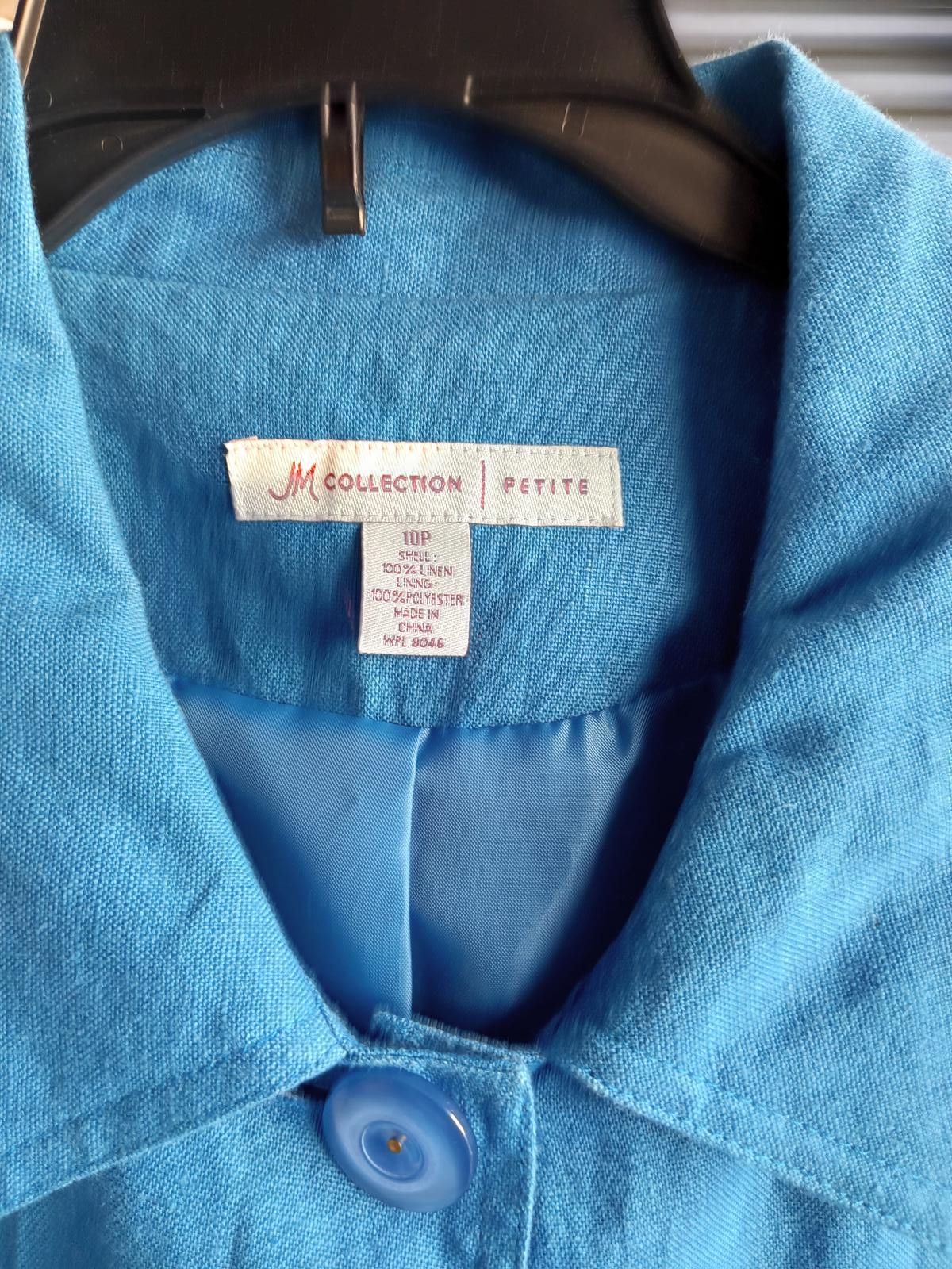 Designer JM Collection Petite Button-Up Jacket in Bright Blue Size L / US 10 / IT 46 - 4 Thumbnail