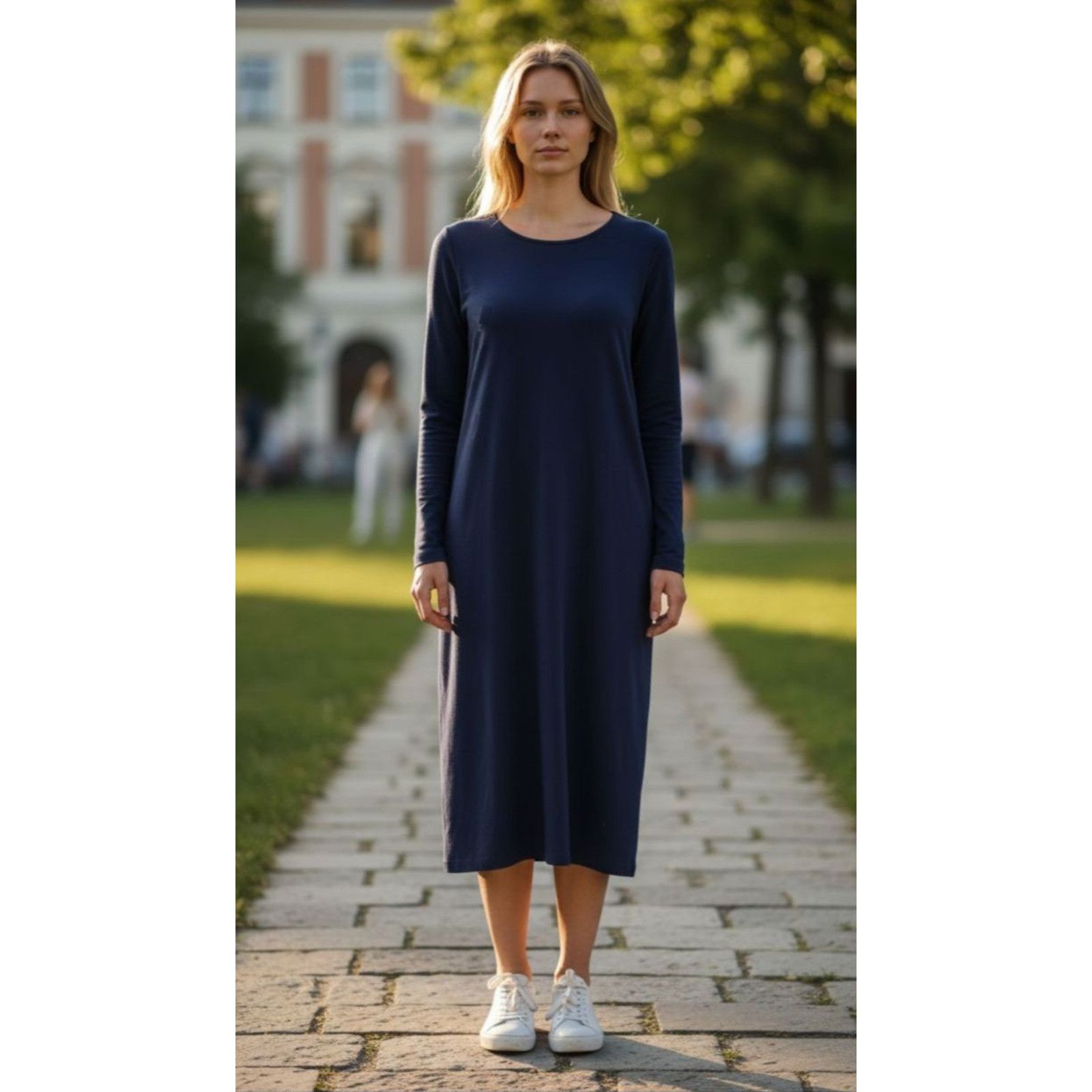 Eileen Fisher EILEEN FISHER Stretch Long Sleeve Crew Neck Dress Size M Size M / US 6-8 / IT 42-44 - 1 Thumbnail