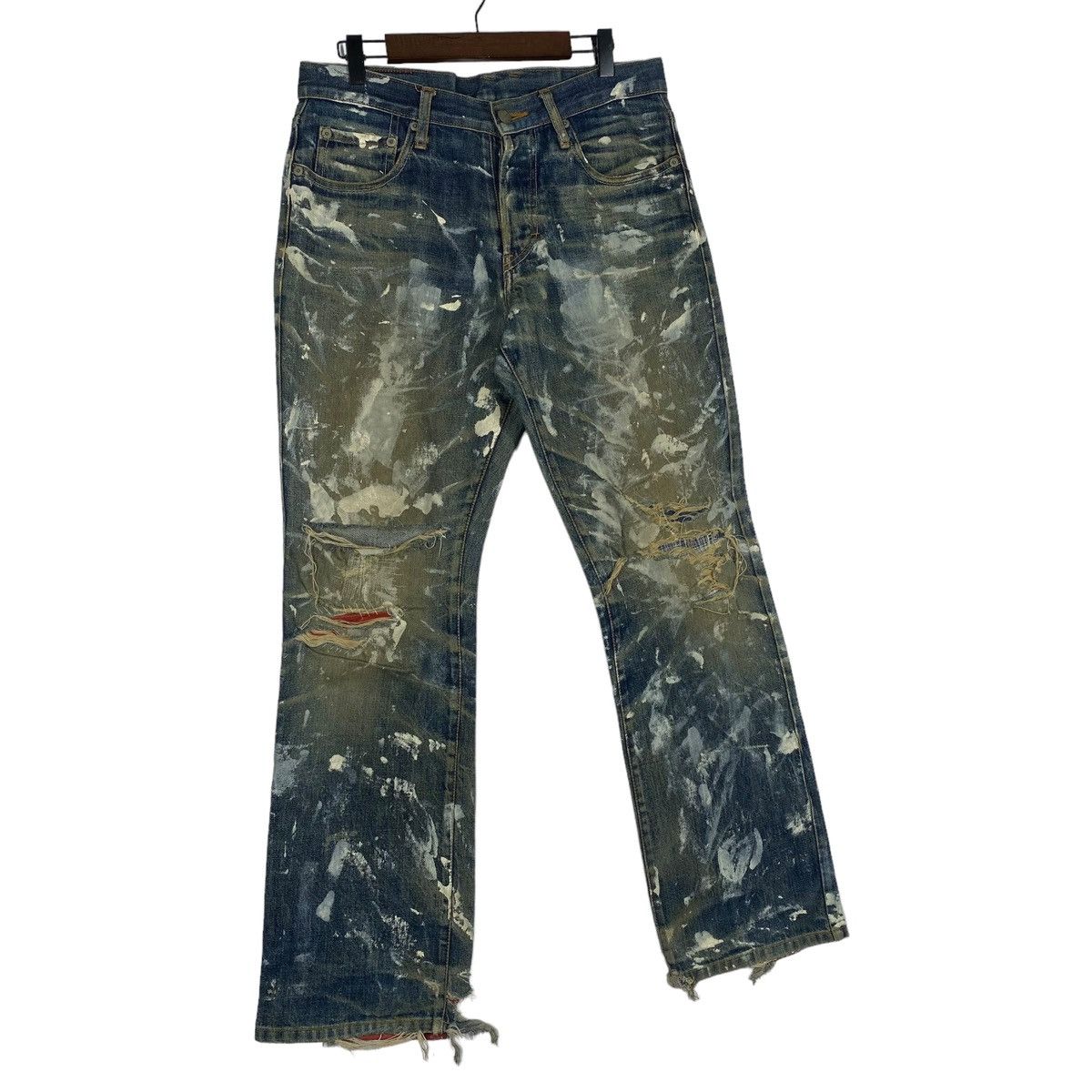 Yuji Yamada Vintage Yuji Yamada Distressed Paint Splatter Jeans Size US 32 / EU 48 - 3 Thumbnail