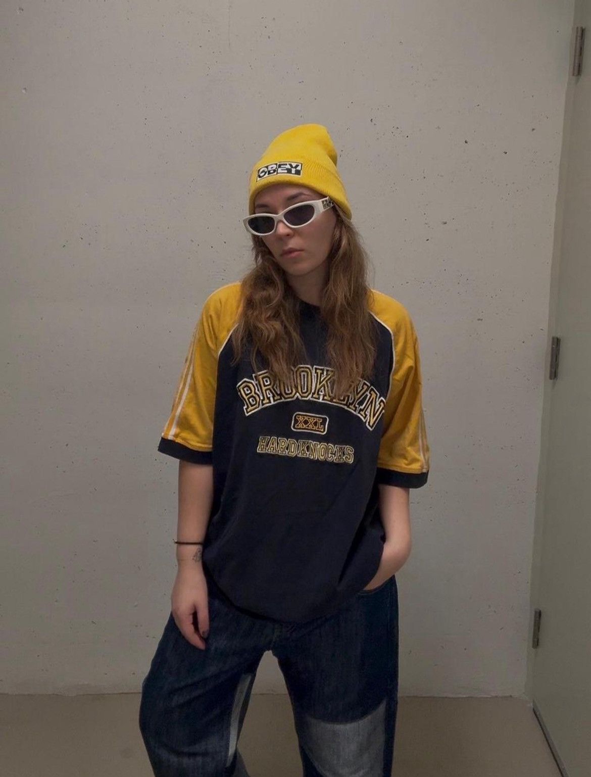 Other Y2K School of Hard Knocks Navy & Yellow Skater Brooklyn Tee Size US XL / EU 56 / 4 - 1 Thumbnail