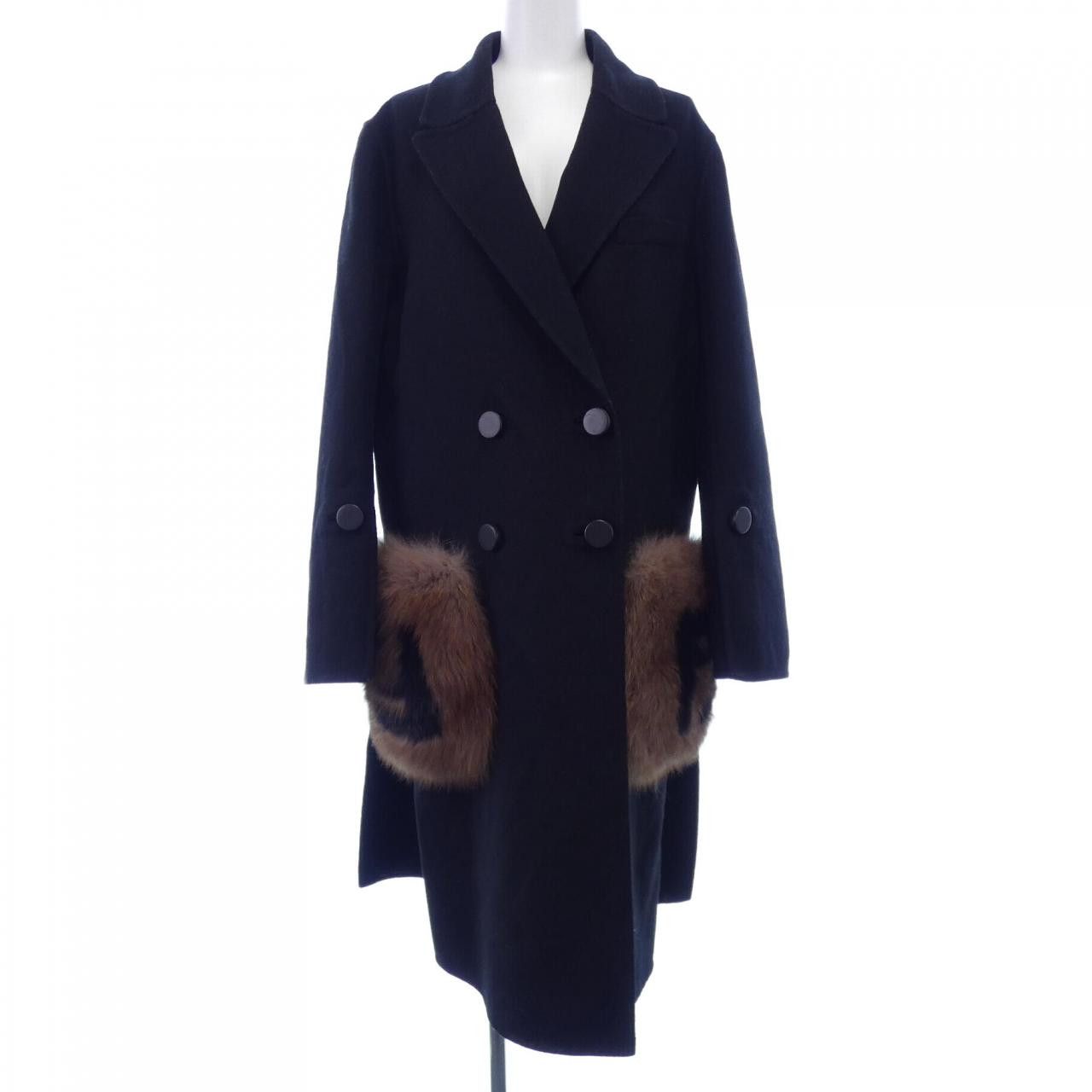 Fendi Fendi Fendi FF8521 A5G0 Wool Fox Pocket Coat Others Outerwear FF8521A5G0 DUTY FREE for USA Size ONE SIZE - 1 Thumbnail