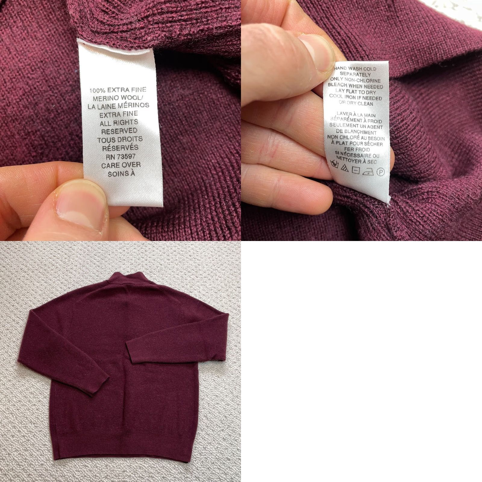 Vintage Raffi Sweater Mens XL Red 100% Merino Wool Extra Fine 1/4 Zip Pullover Knit Long Sleeve Casual Business Size US XL / EU 56 / 4 - 8 Thumbnail
