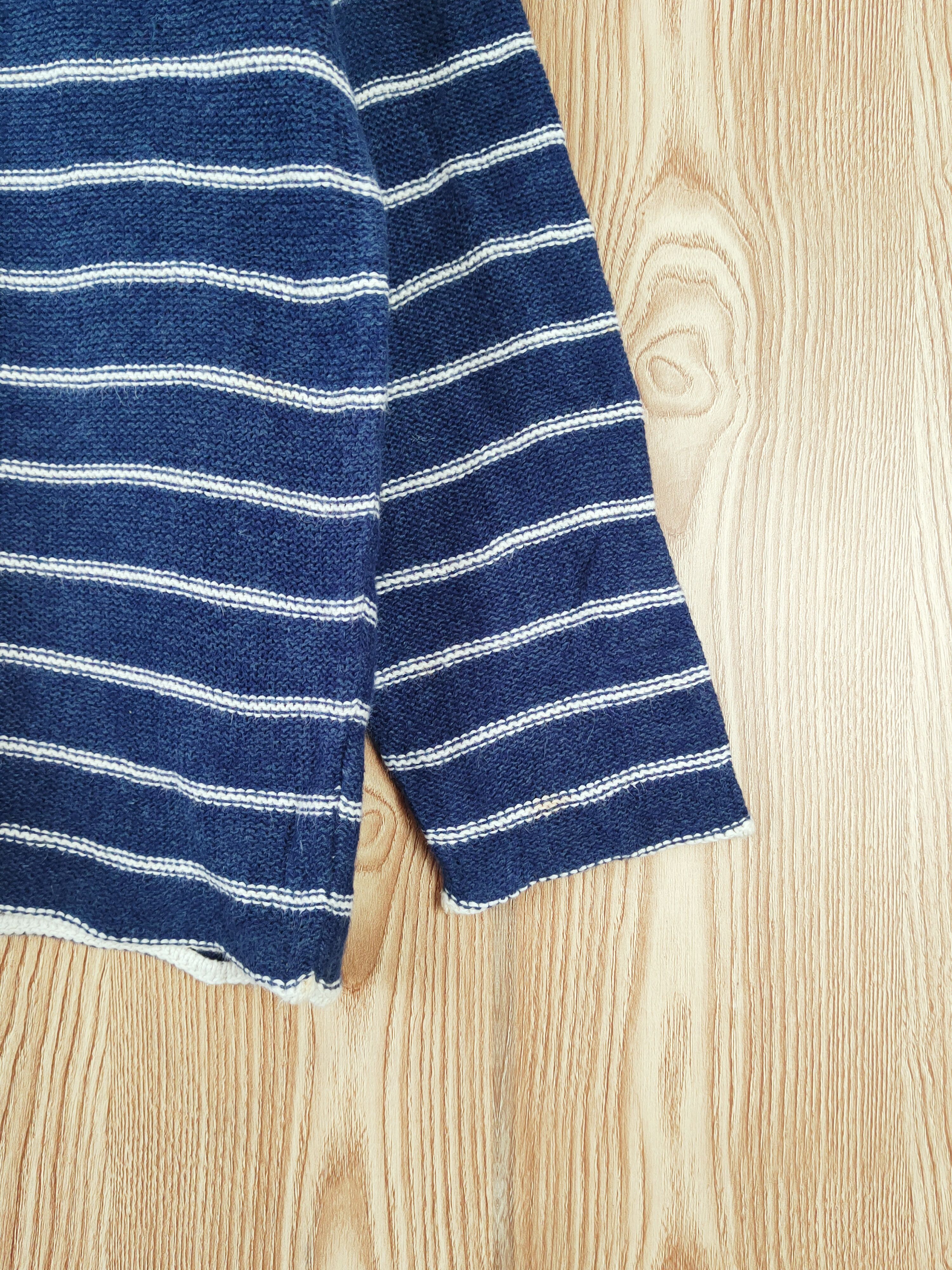 Homespun Knitwear Uniqlo Blue White Stripe Knitwear Long Sleeve T-shirts #W815 Size US L / EU 52-54 / 3 - 6 Thumbnail