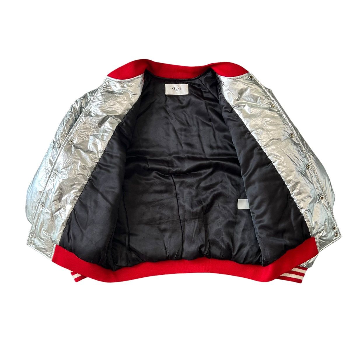 Celine × Hedi Slimane CELINE 22AW ×HEDI SLIMANE QUILTED YOKE SILVER TEDDY JACKET Size US M / EU 48-50 / 2 - 3 Thumbnail