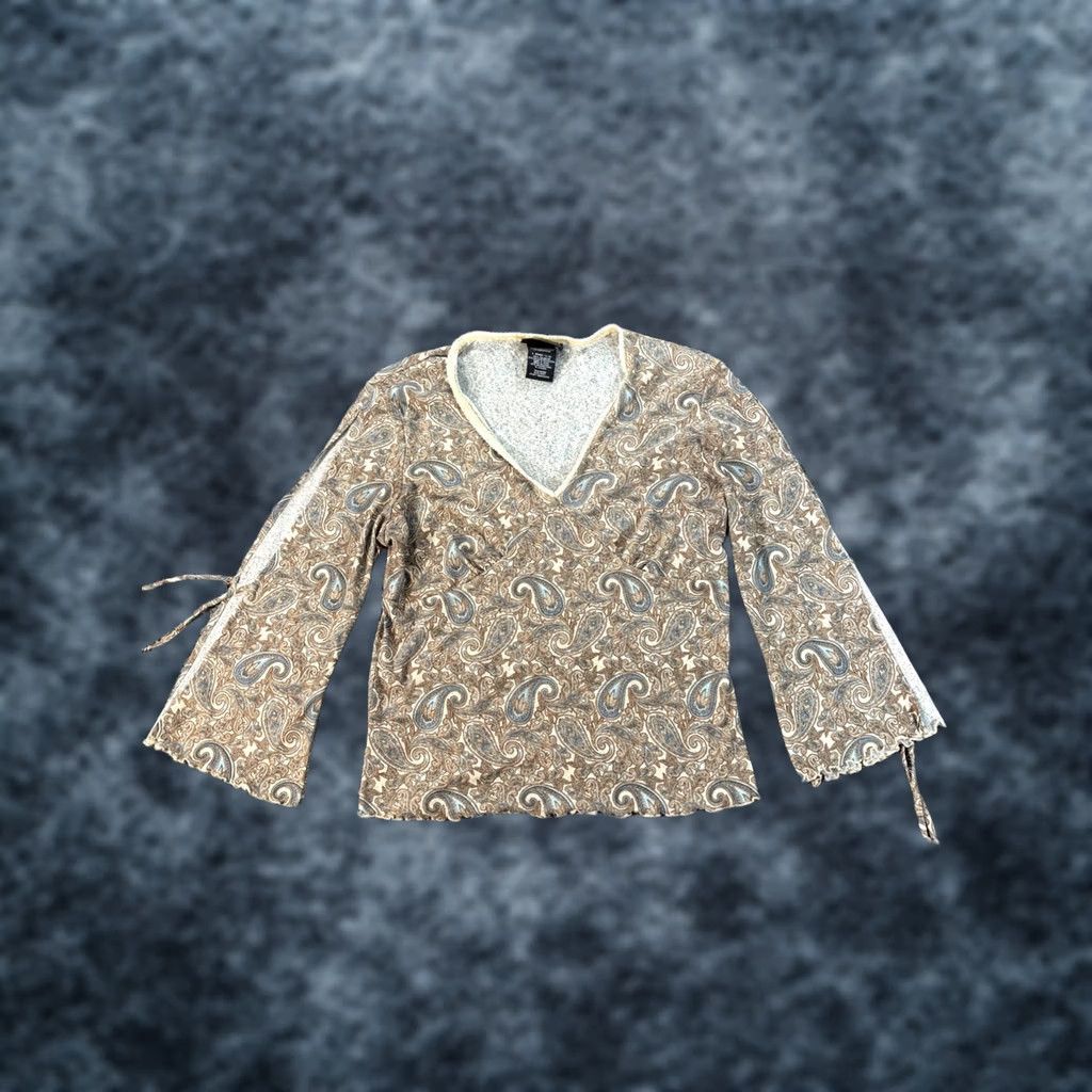 Vintage VINTAGE No Boundaries Blouse Shirt Tops Women L Brown Lace Fairy 90s Tunic Long Sleeve V-Neck Girls Mens Womens Size L / US 10 / IT 46 - 1 Thumbnail