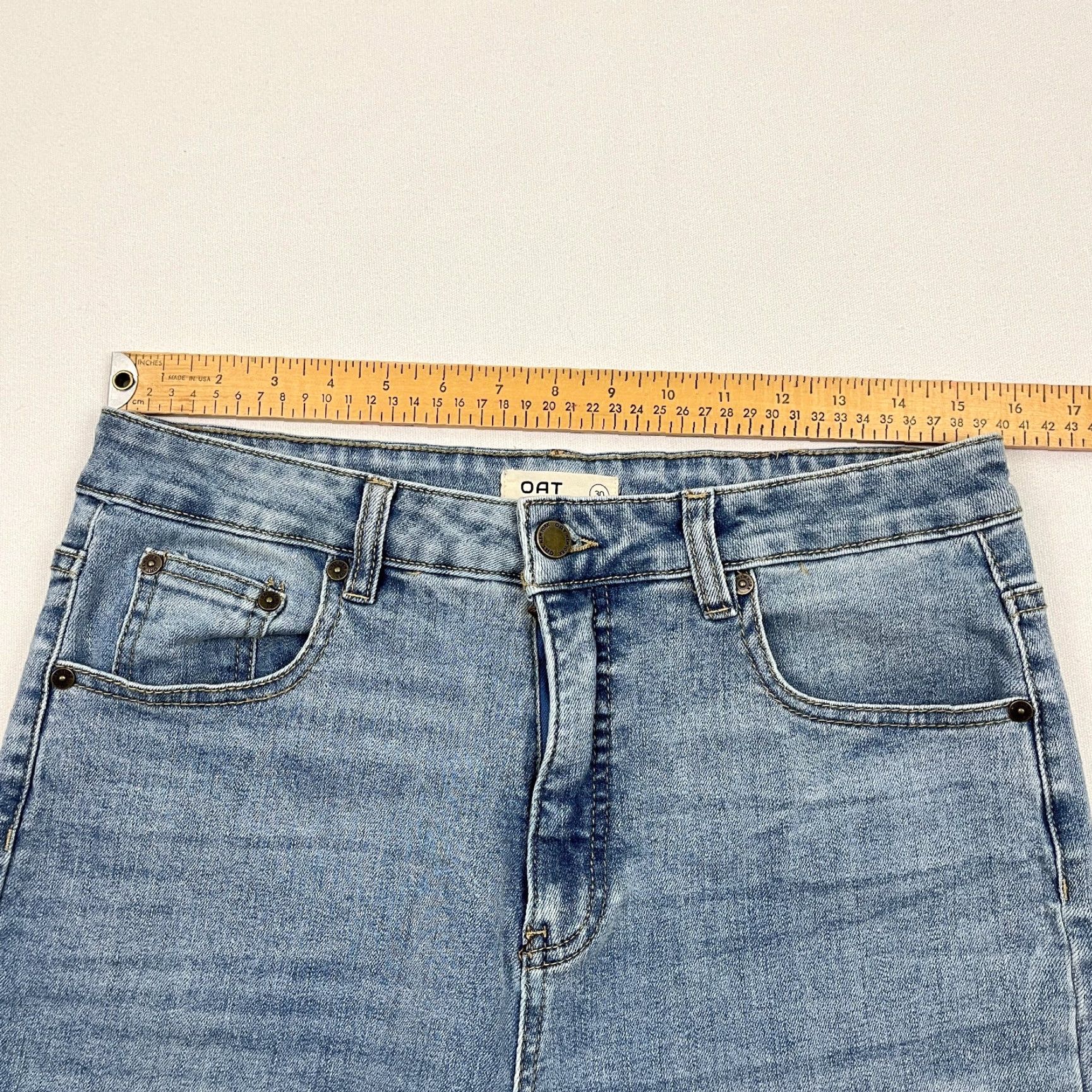 Vintage OAT New York Jeans Straight Light Wash Denim High Rise 30 W31 I28 Slim 5-Pocket Womens Jeans Blue Size 30" / US 8 / IT 44 - 3 Thumbnail