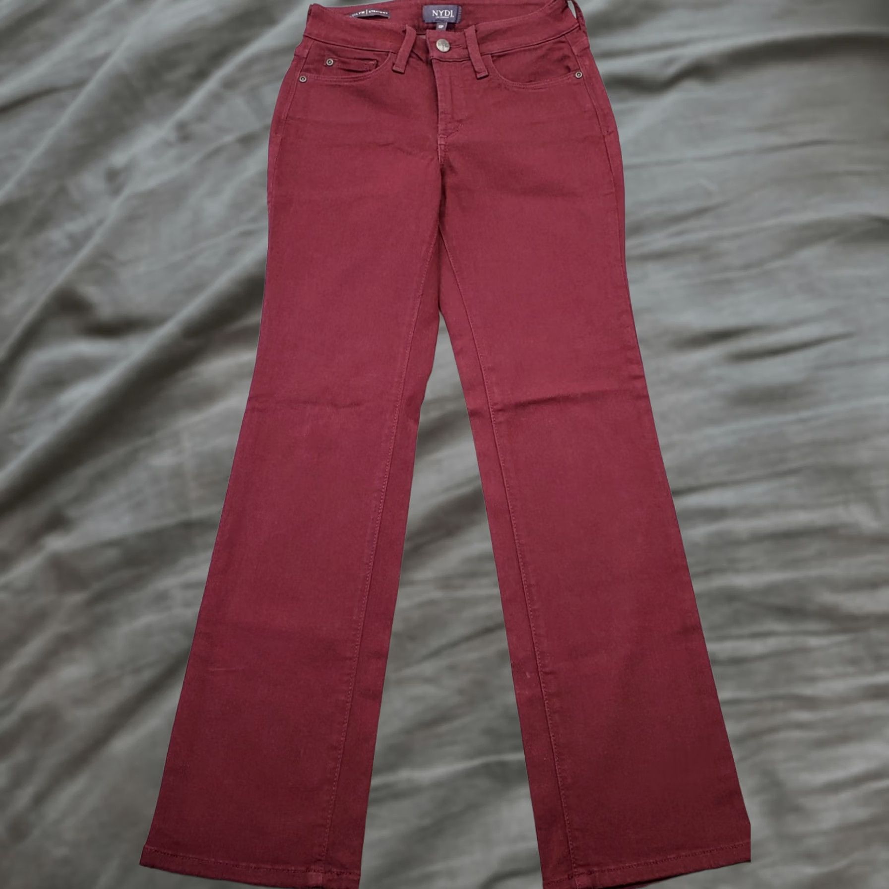NYDJ NYDJ Marilyn Jeans Women's 0P Red Regular Fit Dark Wash 5-Pocket Straight Leg Size 25" / US 0 / IT 36 - 1 Thumbnail