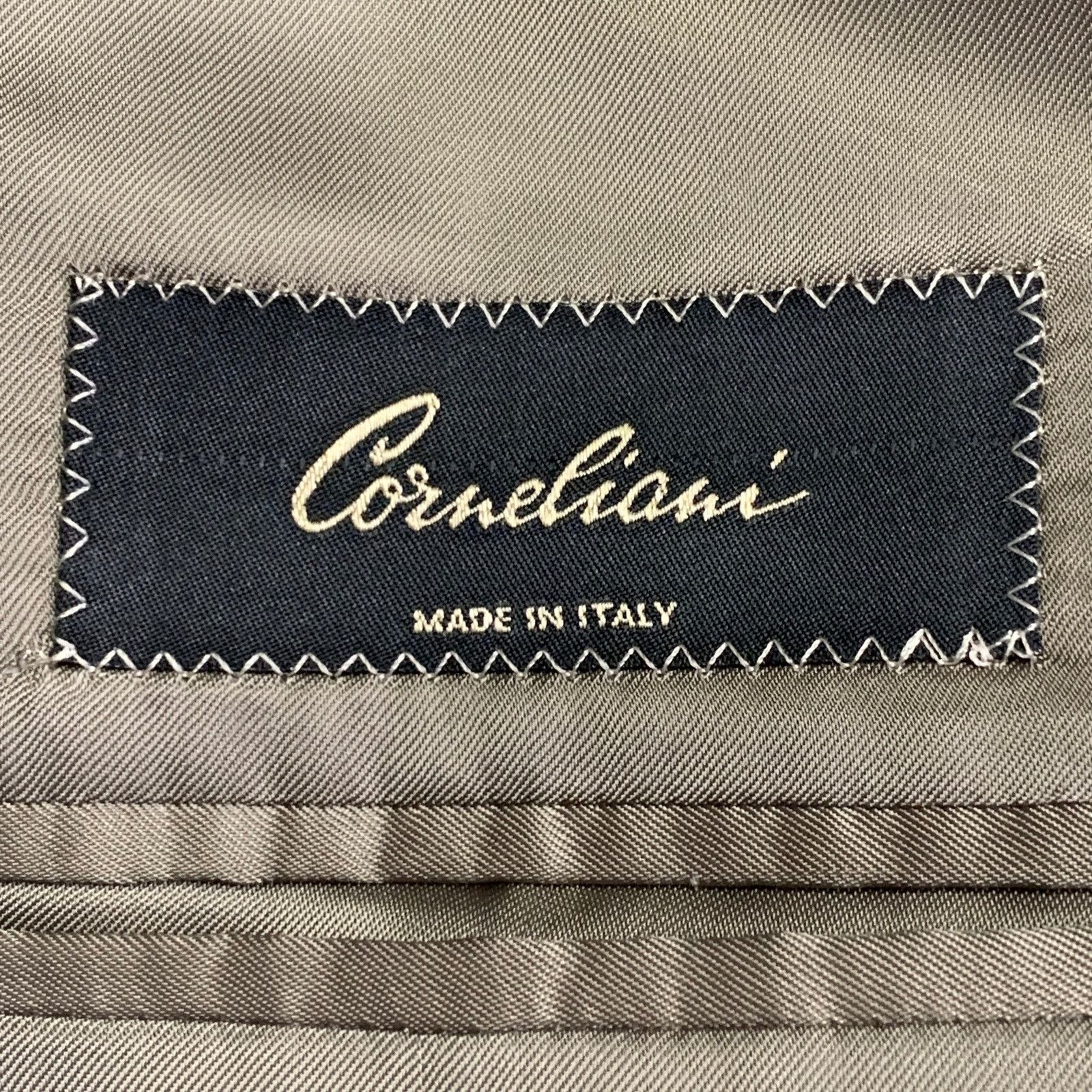 Corneliani Regular Black White Grid Silk Virgin Wool Notch Lapel Coat Size 46R - 7 Thumbnail