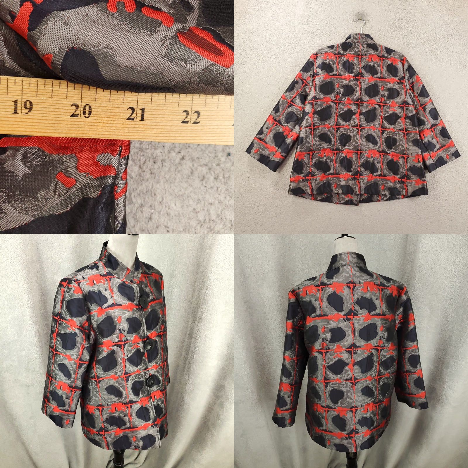 Vintage Ali Miles Jacket Womens M Red Black Artsy Geometric Polka Dot Button Up Jacket Size M / US 6-8 / IT 42-44 - 8 Thumbnail