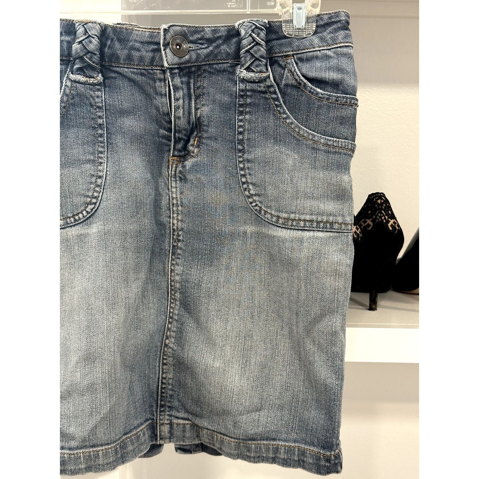 Other Arizona Jeans Co. Women's Jean Skirt Braided Belt Loops 27" Size 27" / US 4 / IT 40 - 3 Thumbnail