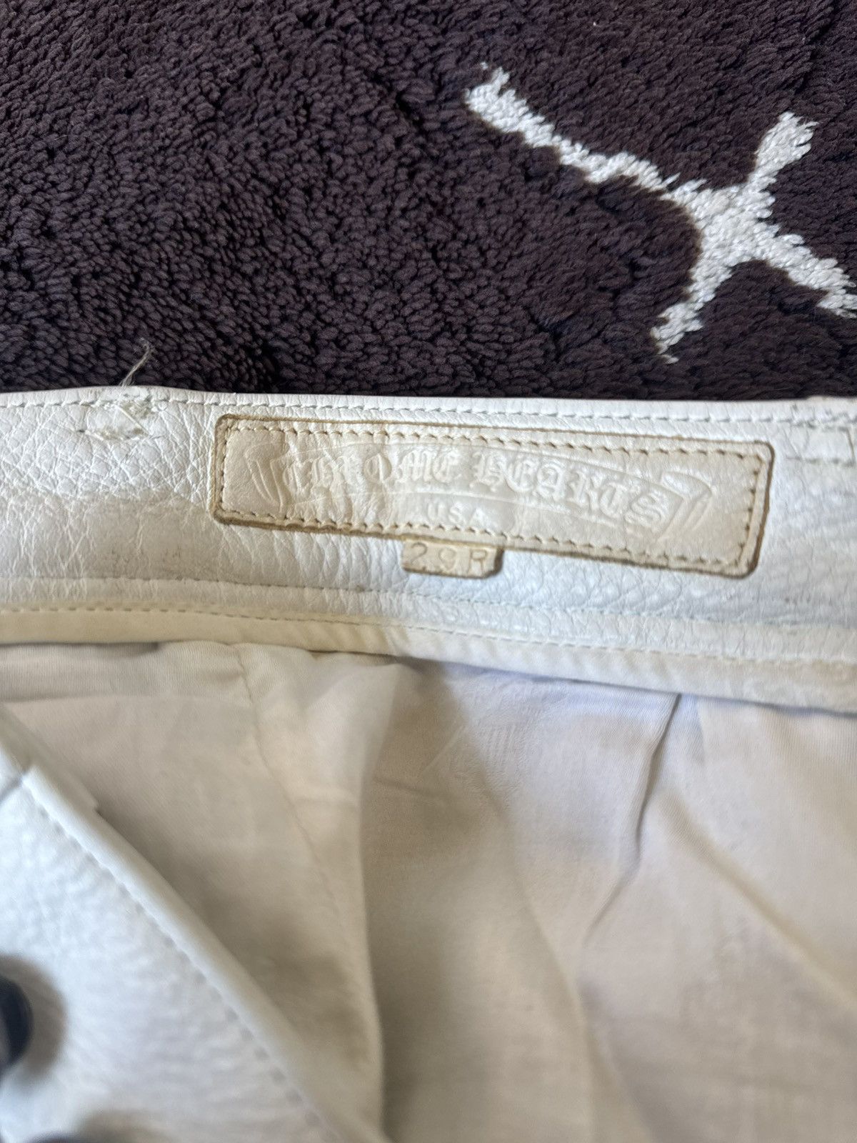 Chrome Hearts Chrome Hearts le fleur white leather pants Size US 29 - 6 Thumbnail