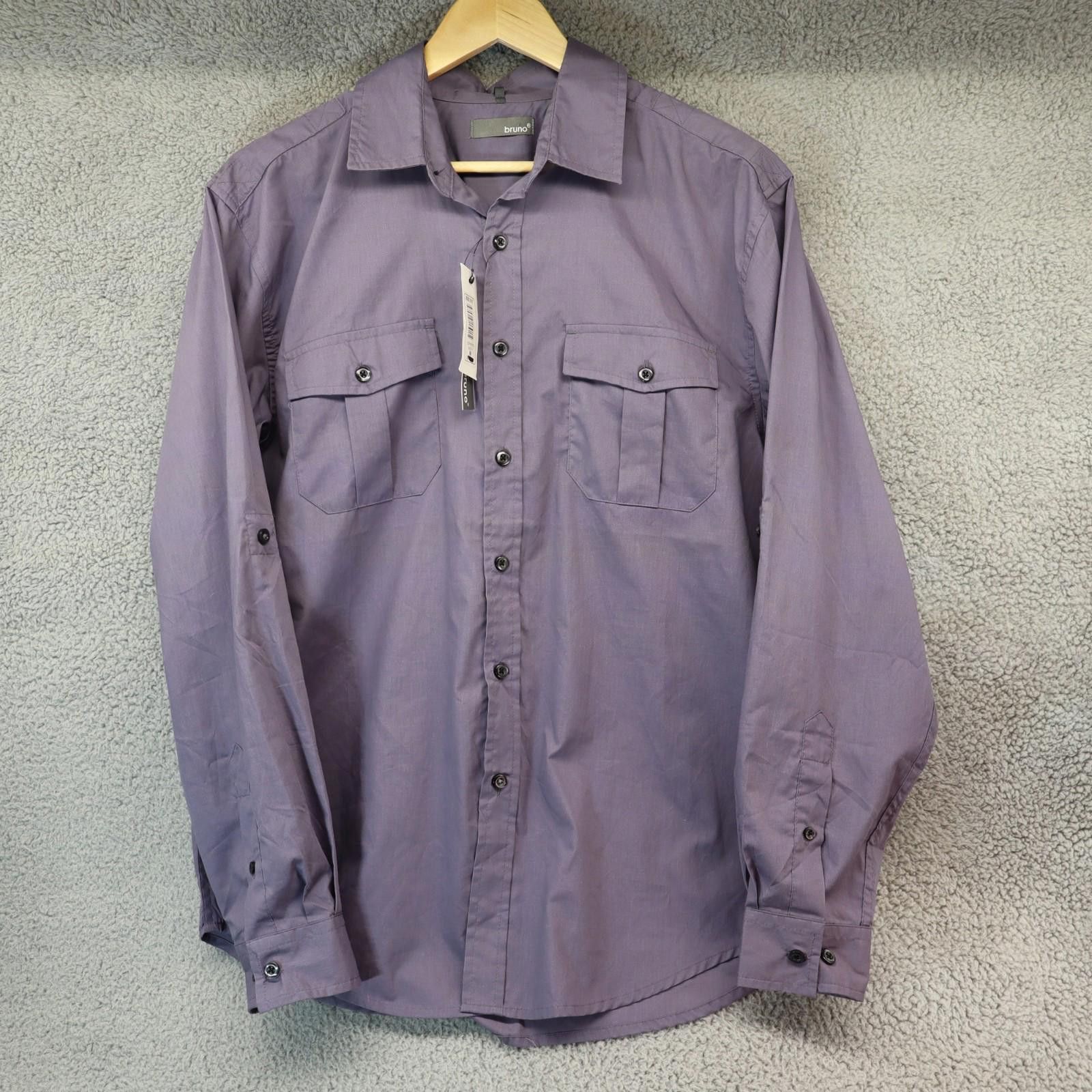 Brunello Cucinelli Bruno Dress Shirt Purple Long Button Med Men new defect Size 38R - 1 Thumbnail