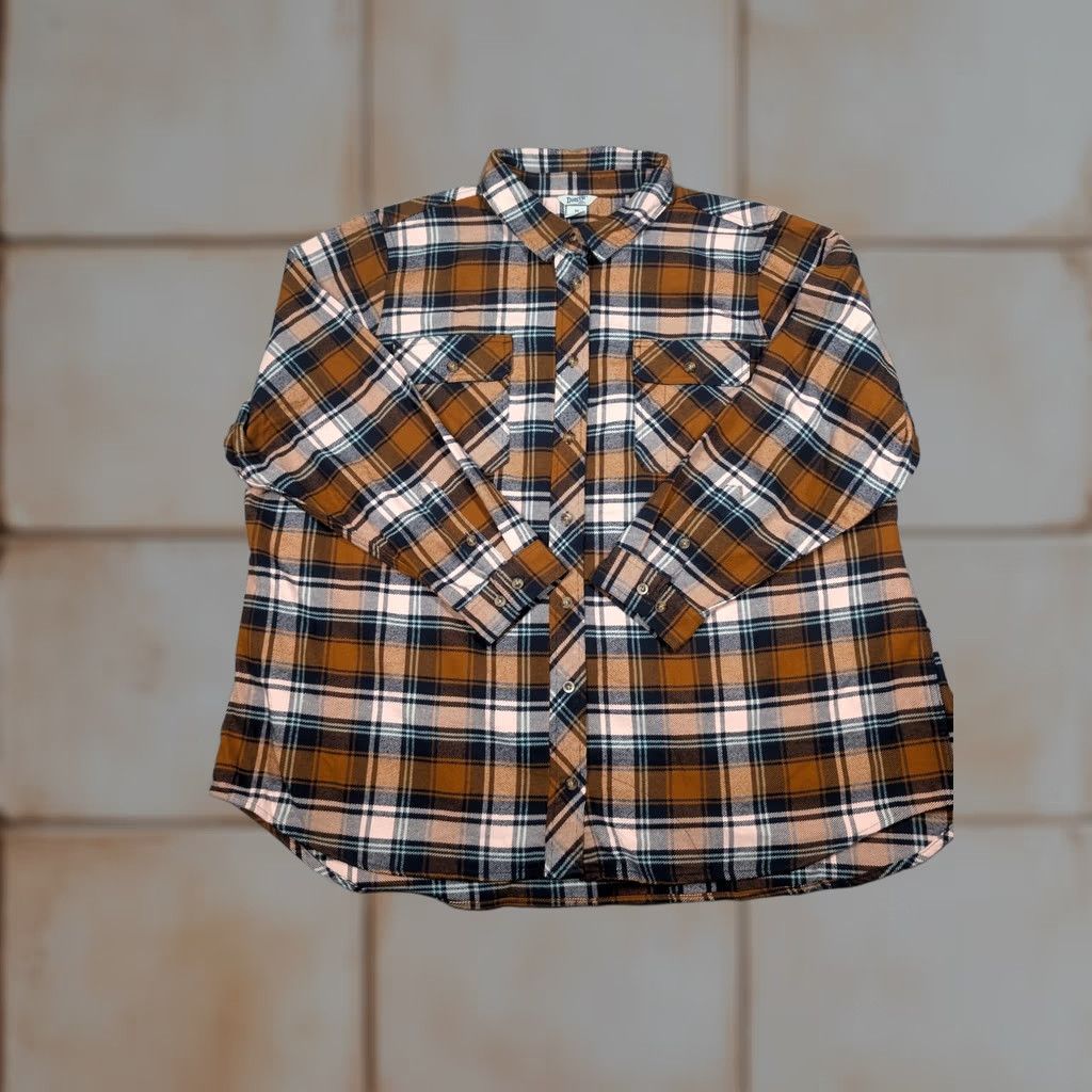 Duluth Trading Company Duluth Trading Co Shirt Mens 3XL Brown Plaid Flannel Long Sleeve Button Up Sh Blanket? Size US XXL / EU 58 / 5 - 1 Thumbnail