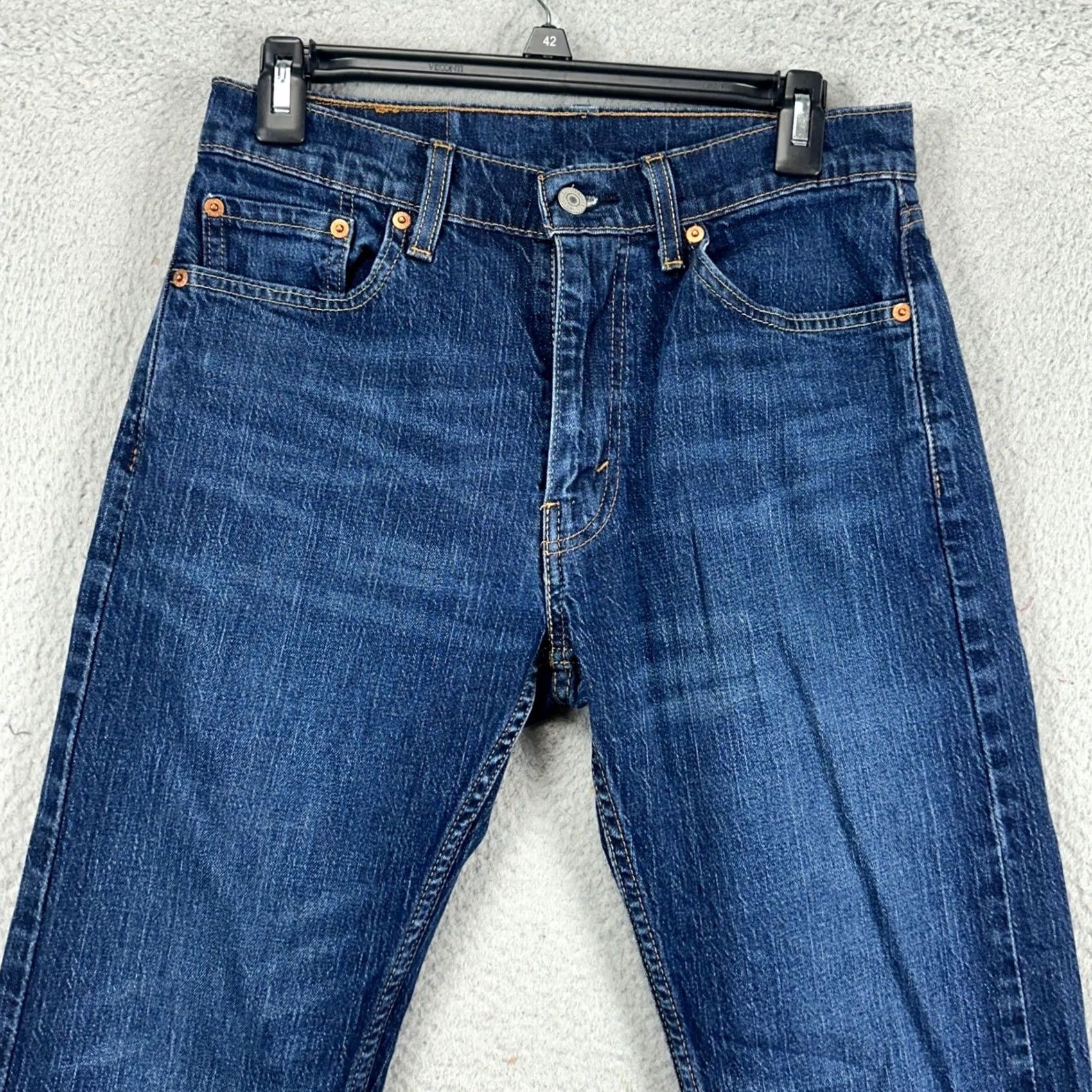 Levi's Levi's 505 Jeans Straight Leg Mens 30X30 Blue Distressed Red Tab Stretch Regular Denim Cotton Pockets Closure Button Vintage No Size US 30 / EU 46 - 2 Thumbnail