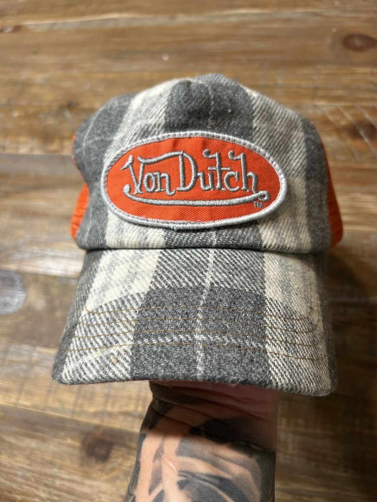 Von Dutch VTG VON DUTCH FLANNEL ORANGE TRUCKER Hat Size ONE SIZE - 1 Thumbnail