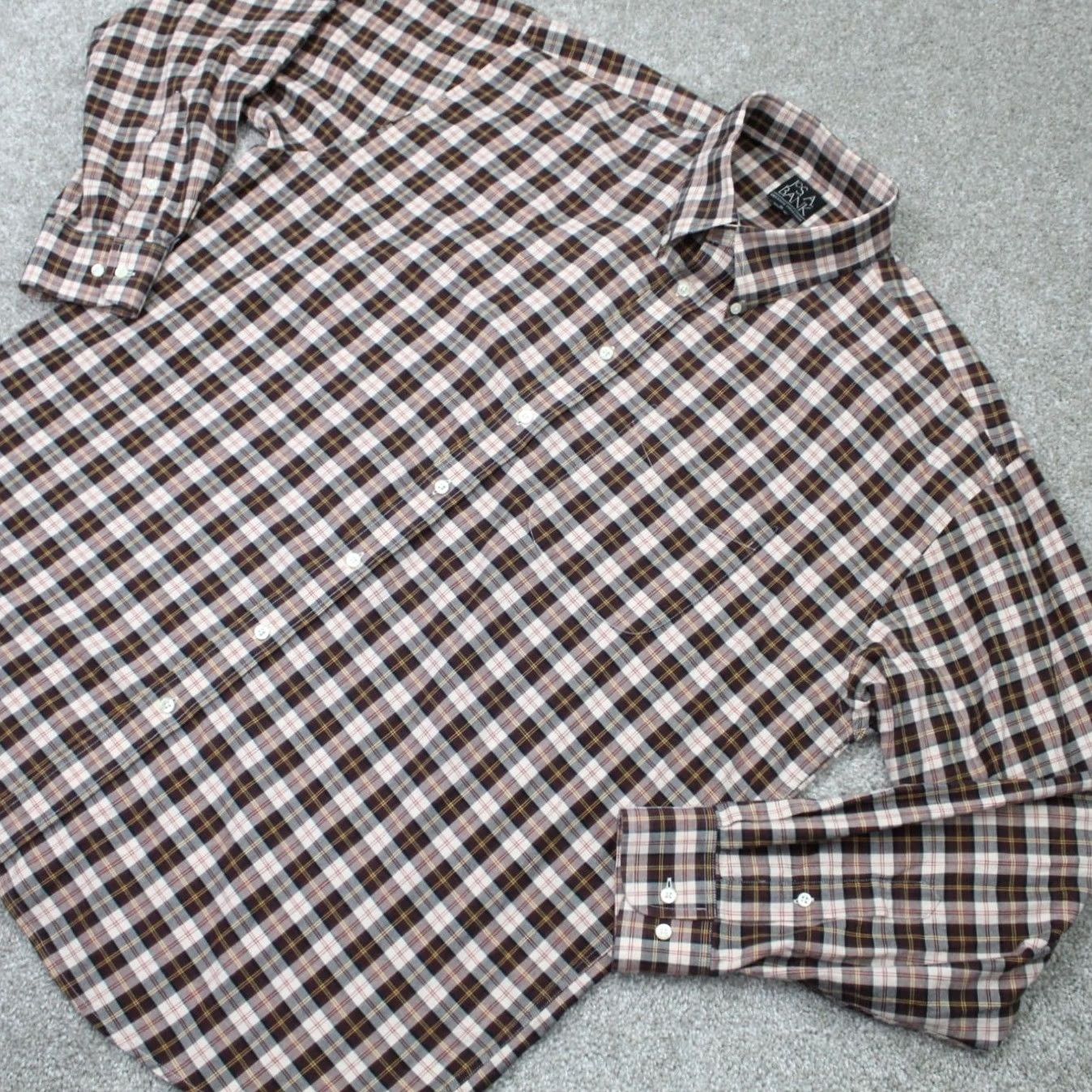 Jos. A. Bank Jos. A. Bank Shirt Men XL Brown Executive Collection 100% Cotton L/S Button Down Satin? Size US XL / EU 56 / 4 - 3 Thumbnail