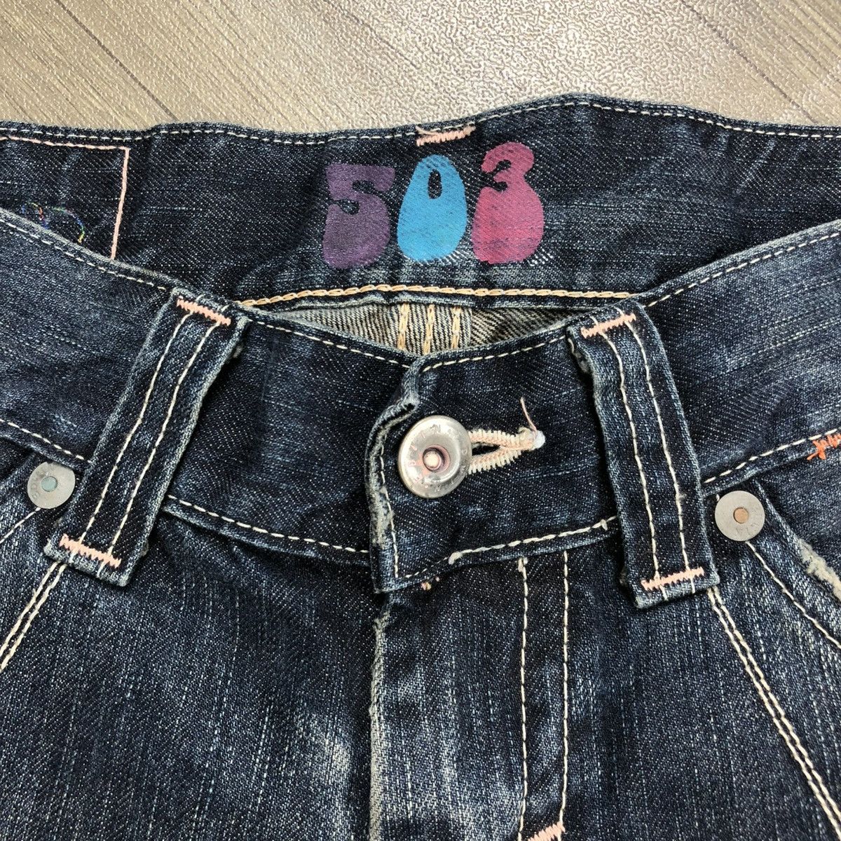 If Six Was Nine 🇯🇵 2000s Edwin 503 Faded Lgb Goa Buckle Back Flared Jeans Size US 28 / EU 44 - 8 Thumbnail