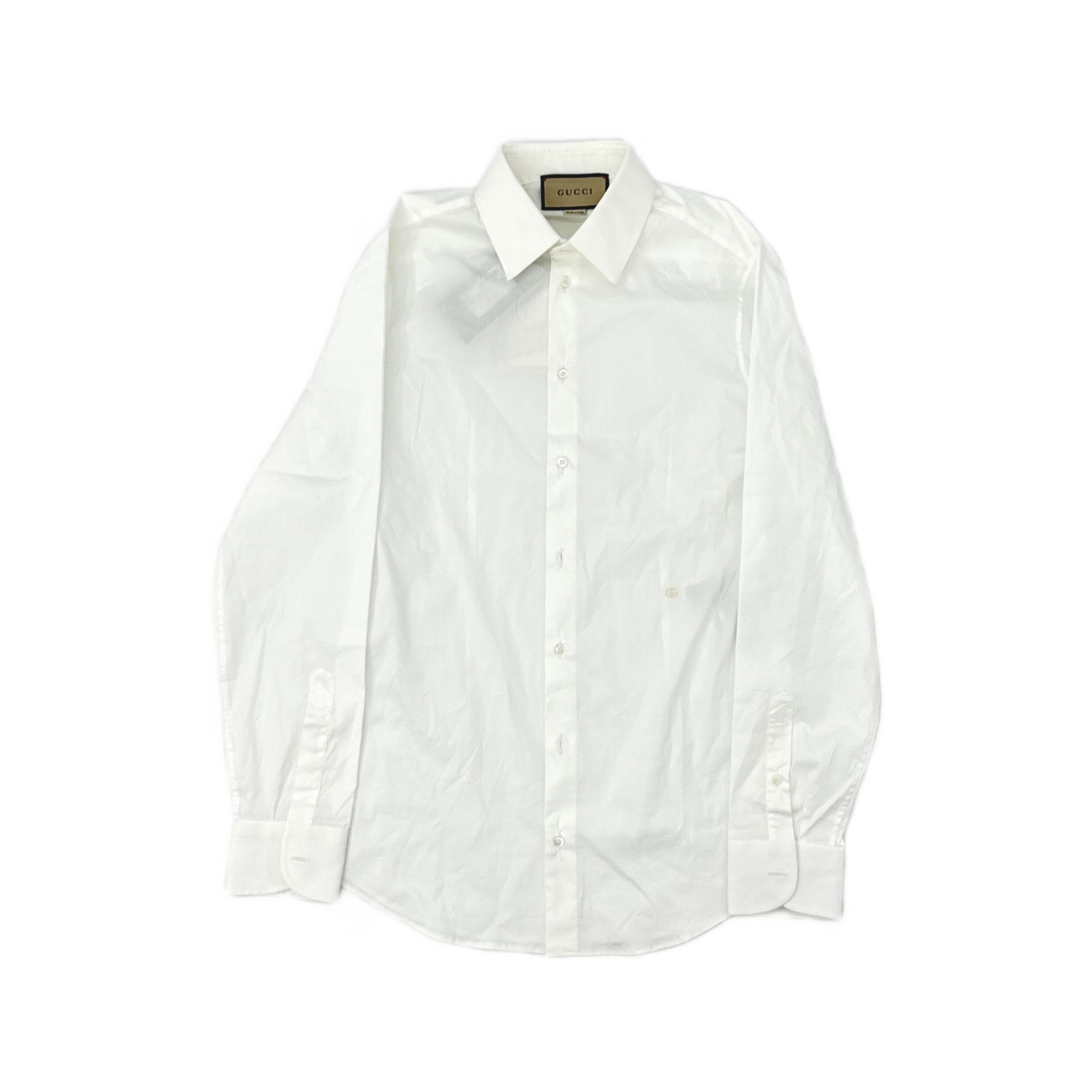 Gucci Gucci Solid White Cotton Button Up Shirt Size 15.5 Size US M / EU 48-50 / 2 - 1 Thumbnail