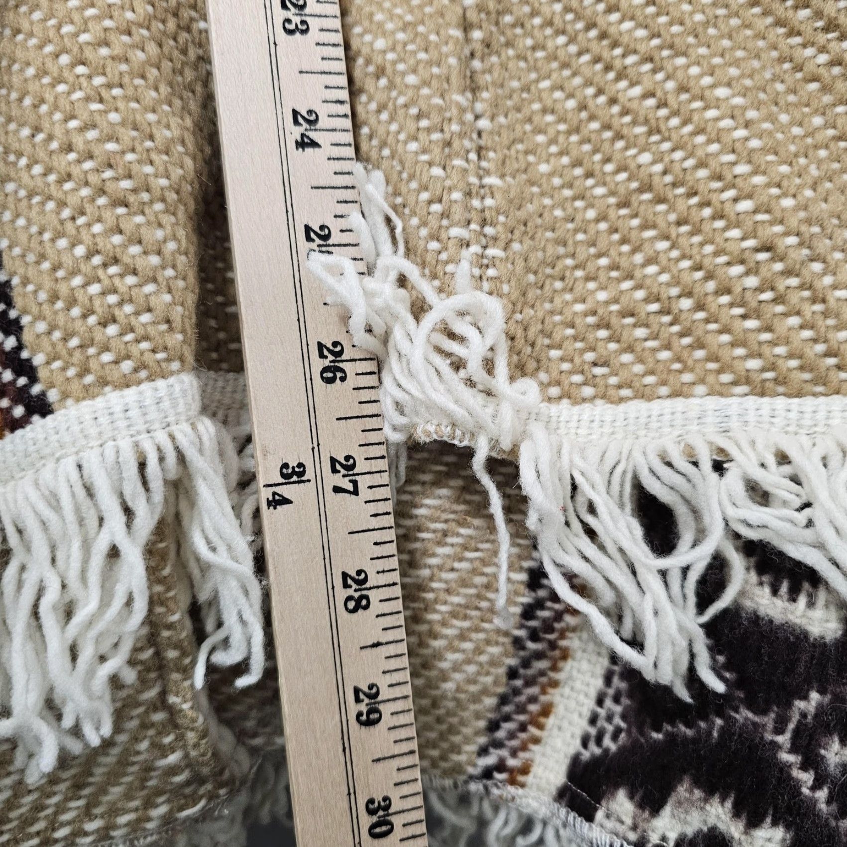 Vintage Milmarte Poncho Womens One Size White Hooded Wool Fringe Southwestern Tribal Geometric Thermal Casual Fall Winter Size ONE SIZE - 6 Thumbnail