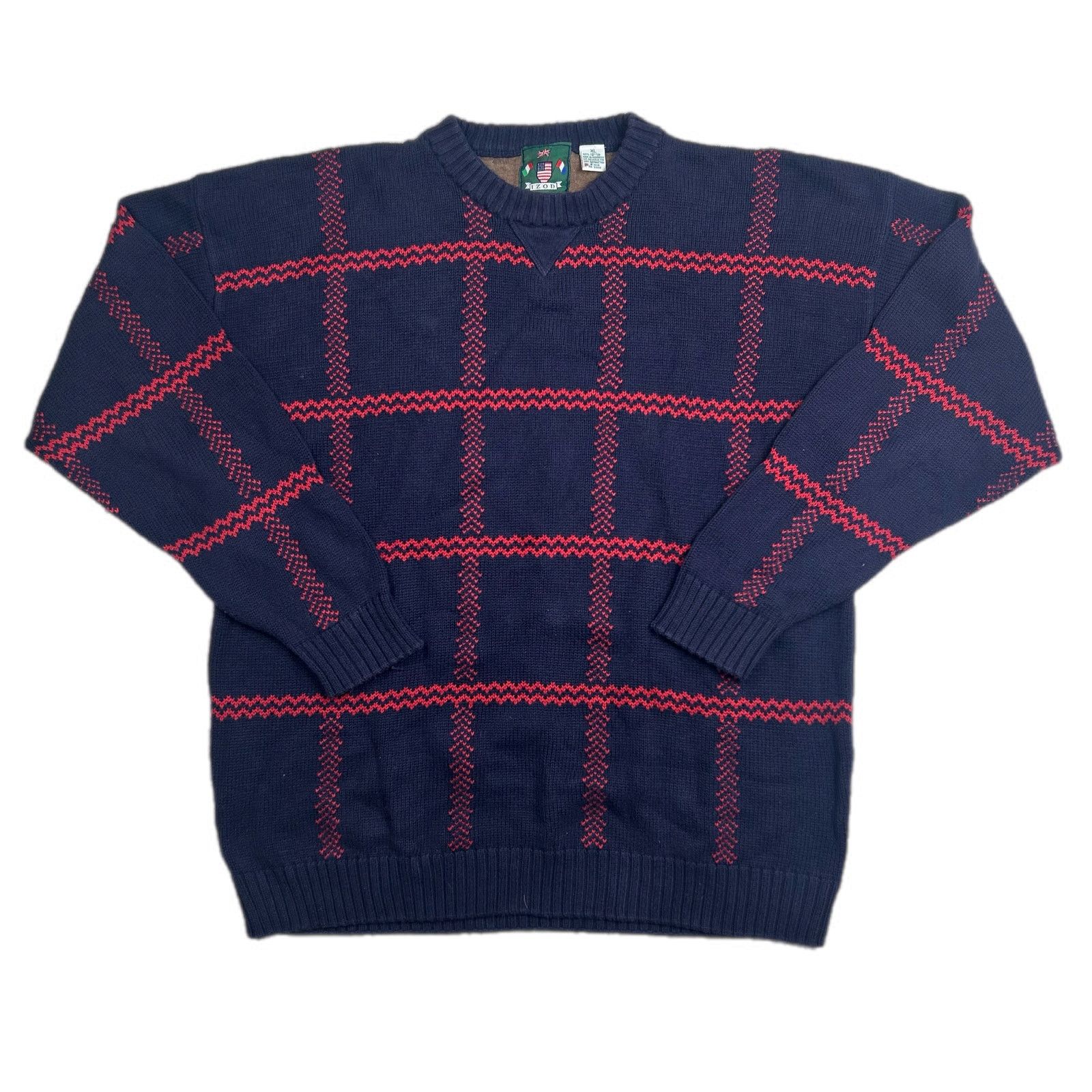 Izod × Vintage Vintage Izod Purple and Blue Zig Zag Plaid Sweater Size US XL / EU 56 / 4 - 1 Thumbnail