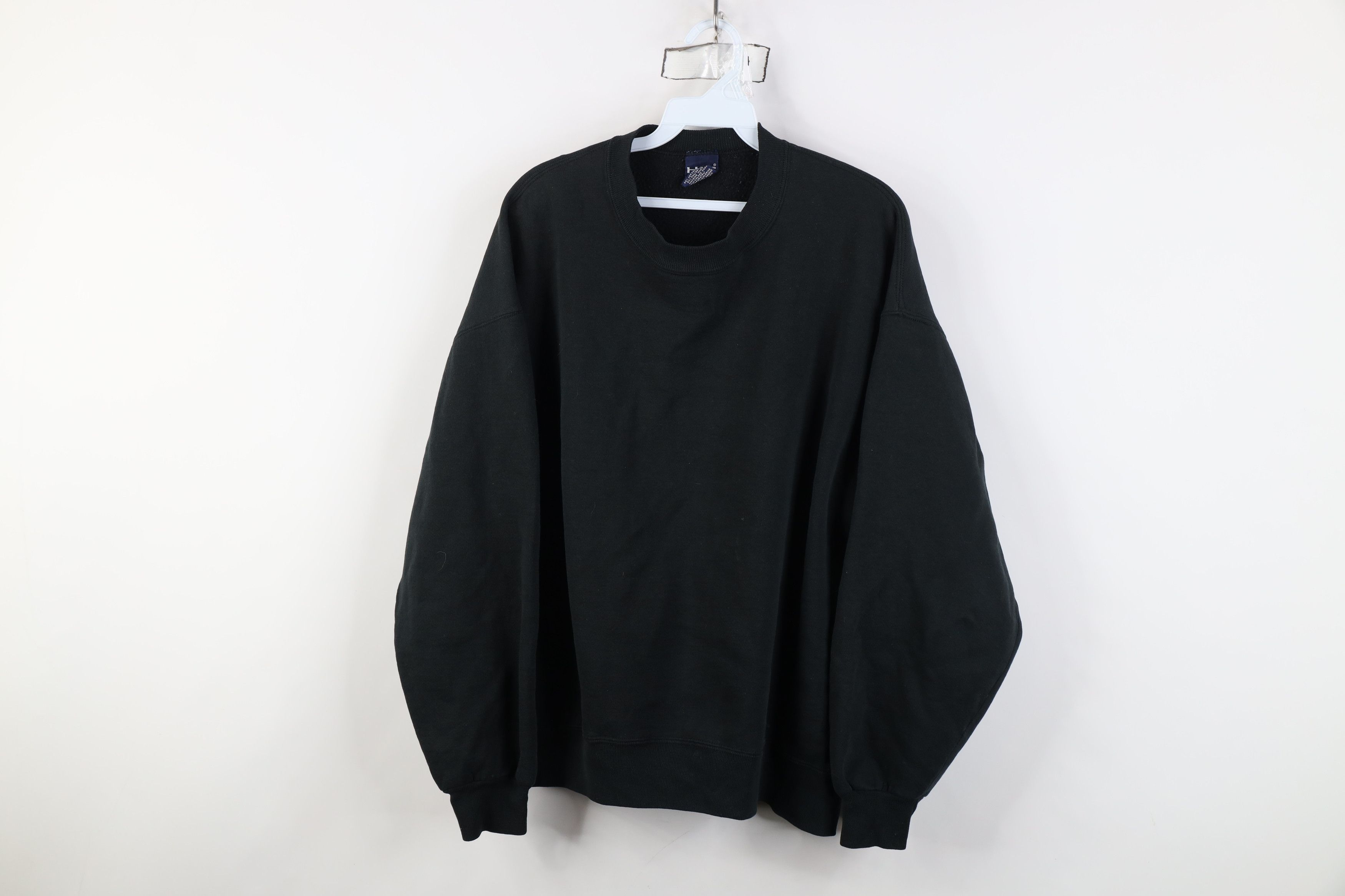 Vintage Vintage 90s Streetwear Blank Crewneck Sweatshirt Black USA Size US XL / EU 56 / 4 - 1 Thumbnail