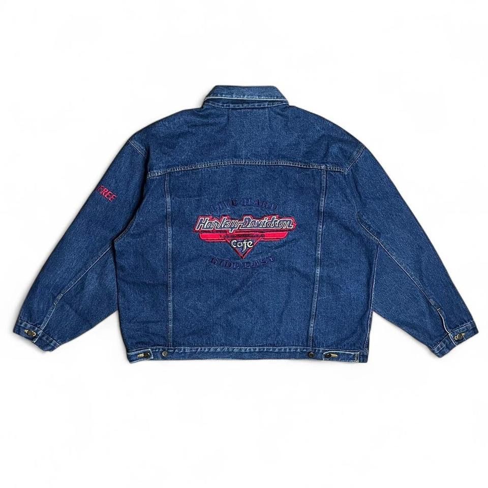 Harley Davidson × Vintage 90s harley davidson denim jacket Size US XL / EU 56 / 4 - 1 Thumbnail