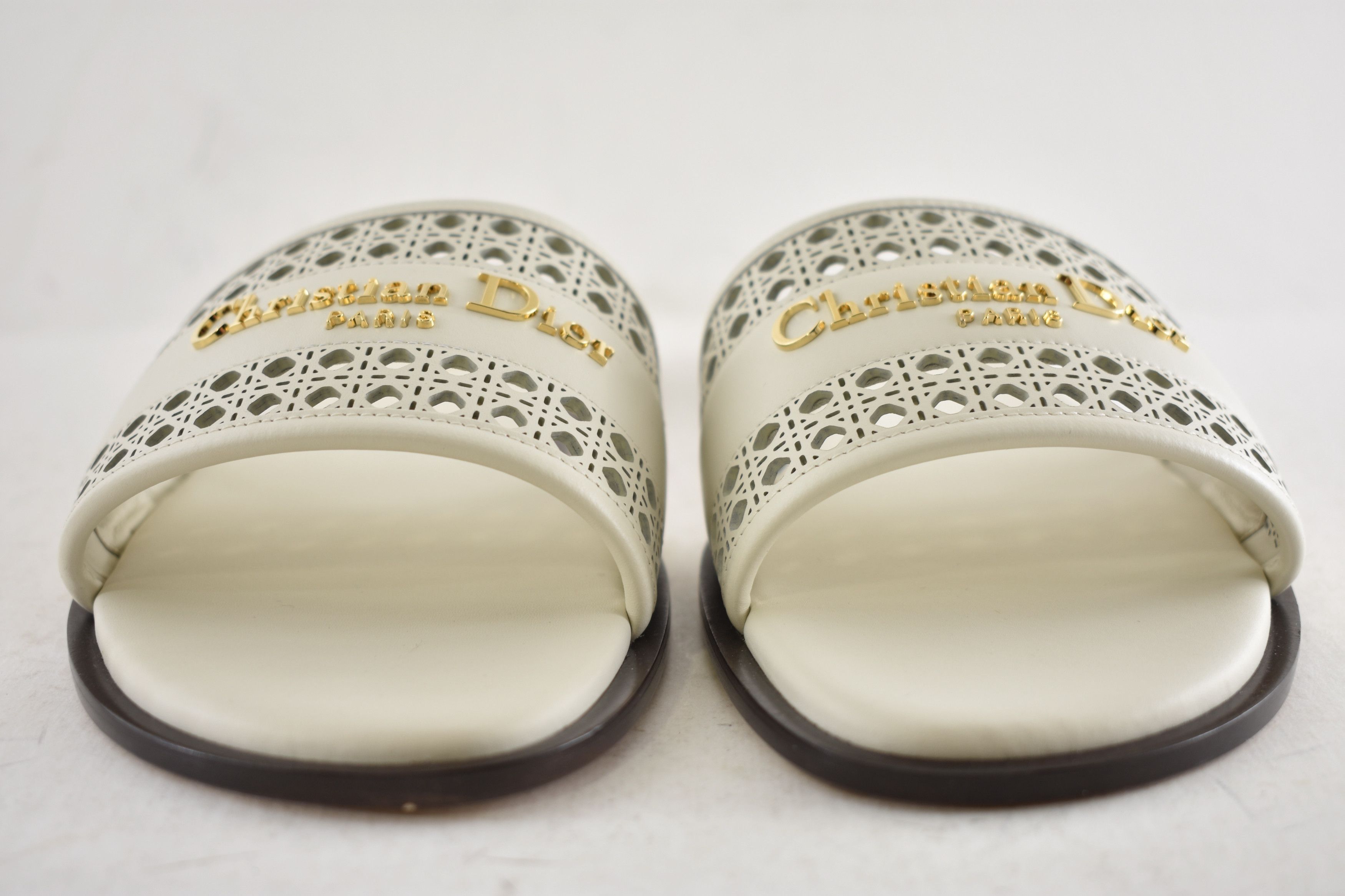 Dior D-Lane Dway Micro Cannage Leather Logo Slide Flat Sandal 39 Size US 9 / IT 39 - 8 Thumbnail
