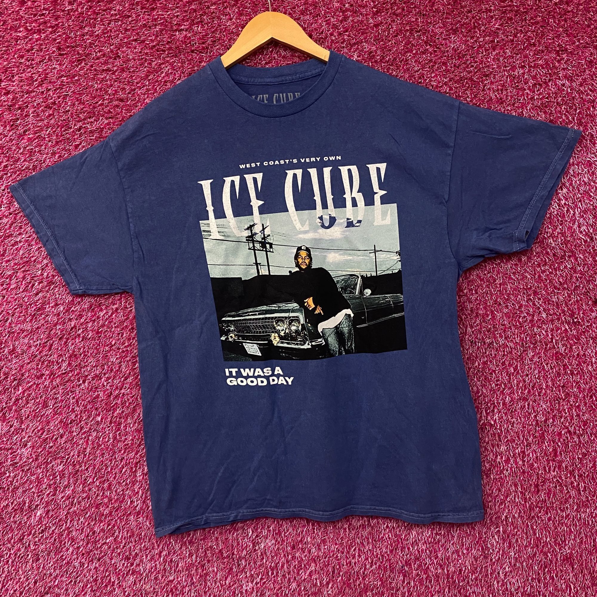 Rap Tees Ice Cube West Coast Good Day Portrait Acid Wash Blue Graphic Size US XL / EU 56 / 4 - 2 Thumbnail